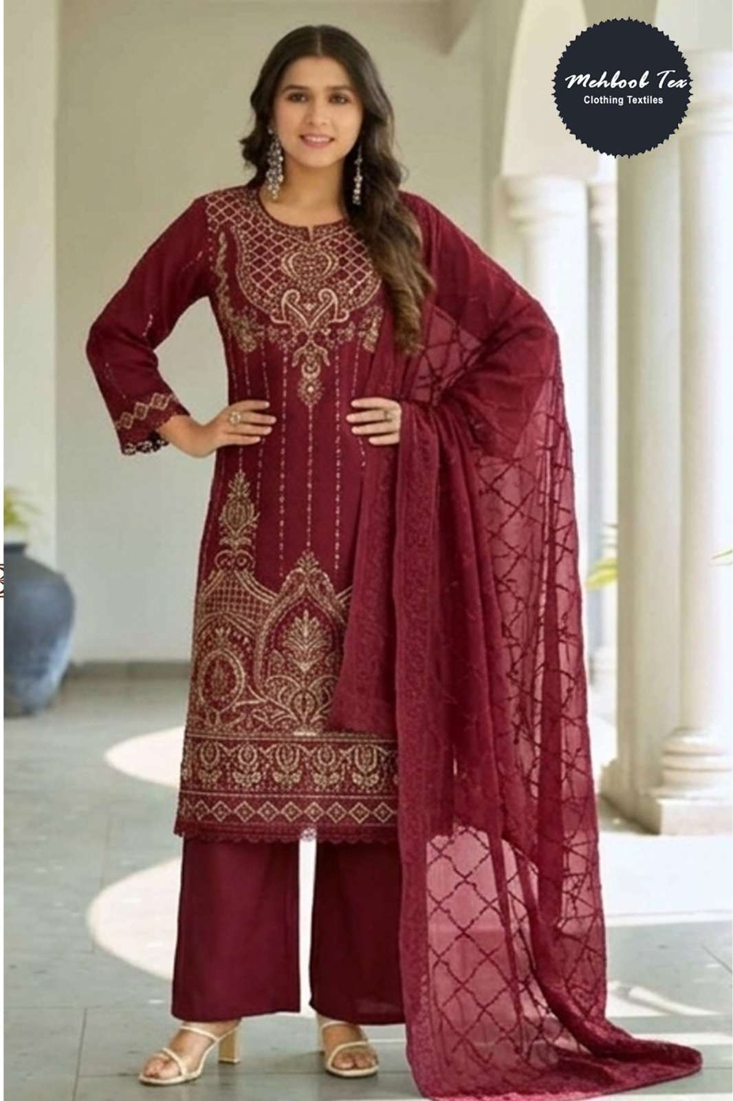 Mehboob Tex ELAF vol 3 Pure Cotton with Heavy Embroidery Designer Salwar Suit 