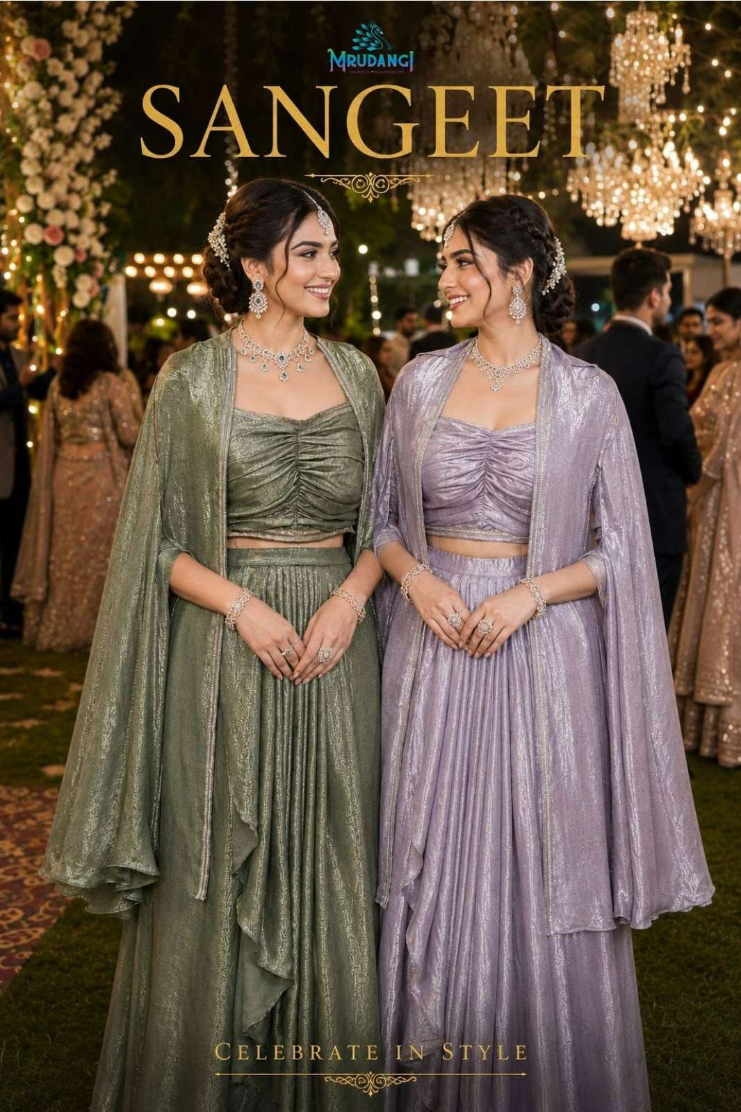 MRUDANGI PRESENT KHYATI  PREMIUM NET FABRIC READY TO WEAR EMBROIDERED LEHENGA