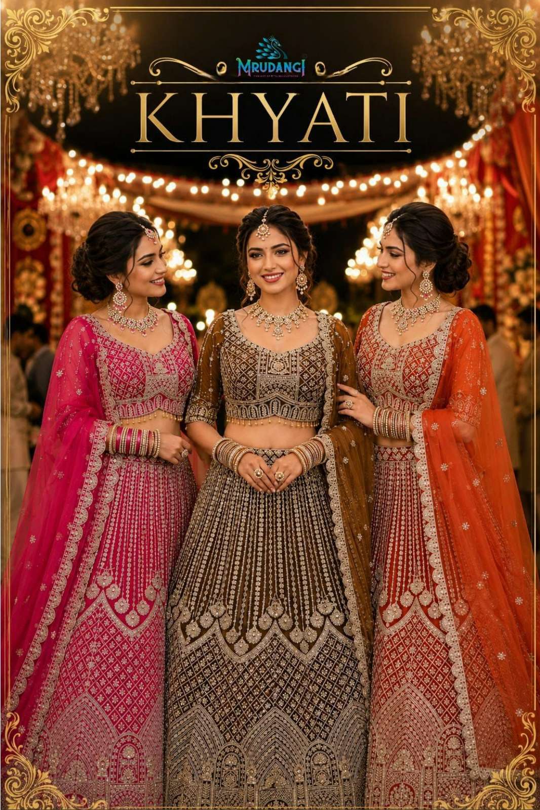 MRUDANGI PRESENT KHYATI  PREMIUM NET FABRIC READY TO WEAR EMBROIDERED LEHENGA