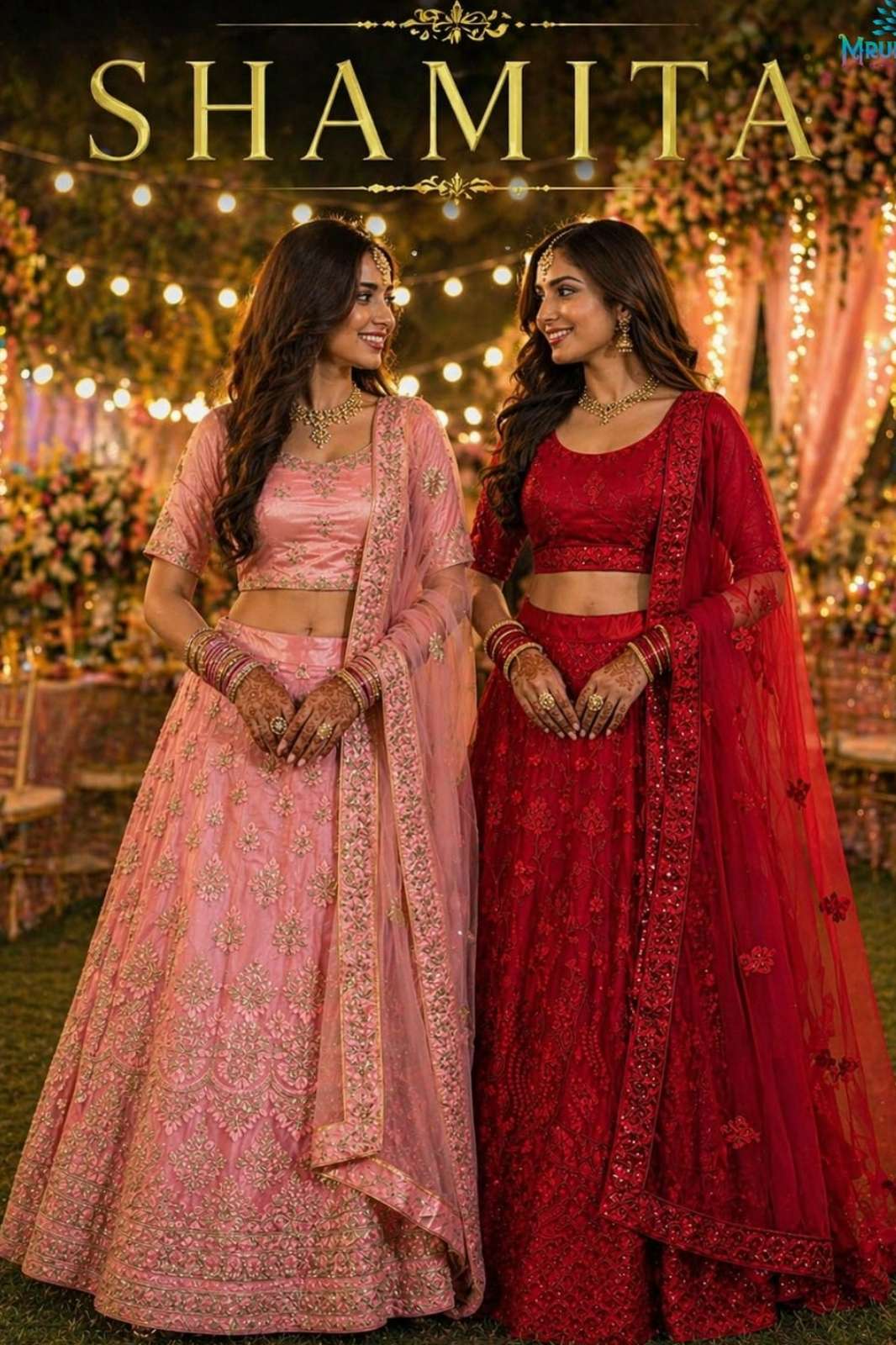MRUDANGI PRESENT SHAMITA PREMIUM NET FABRIC READY TO WEAR SEQUENCE EMBROIDERED LEHENGA