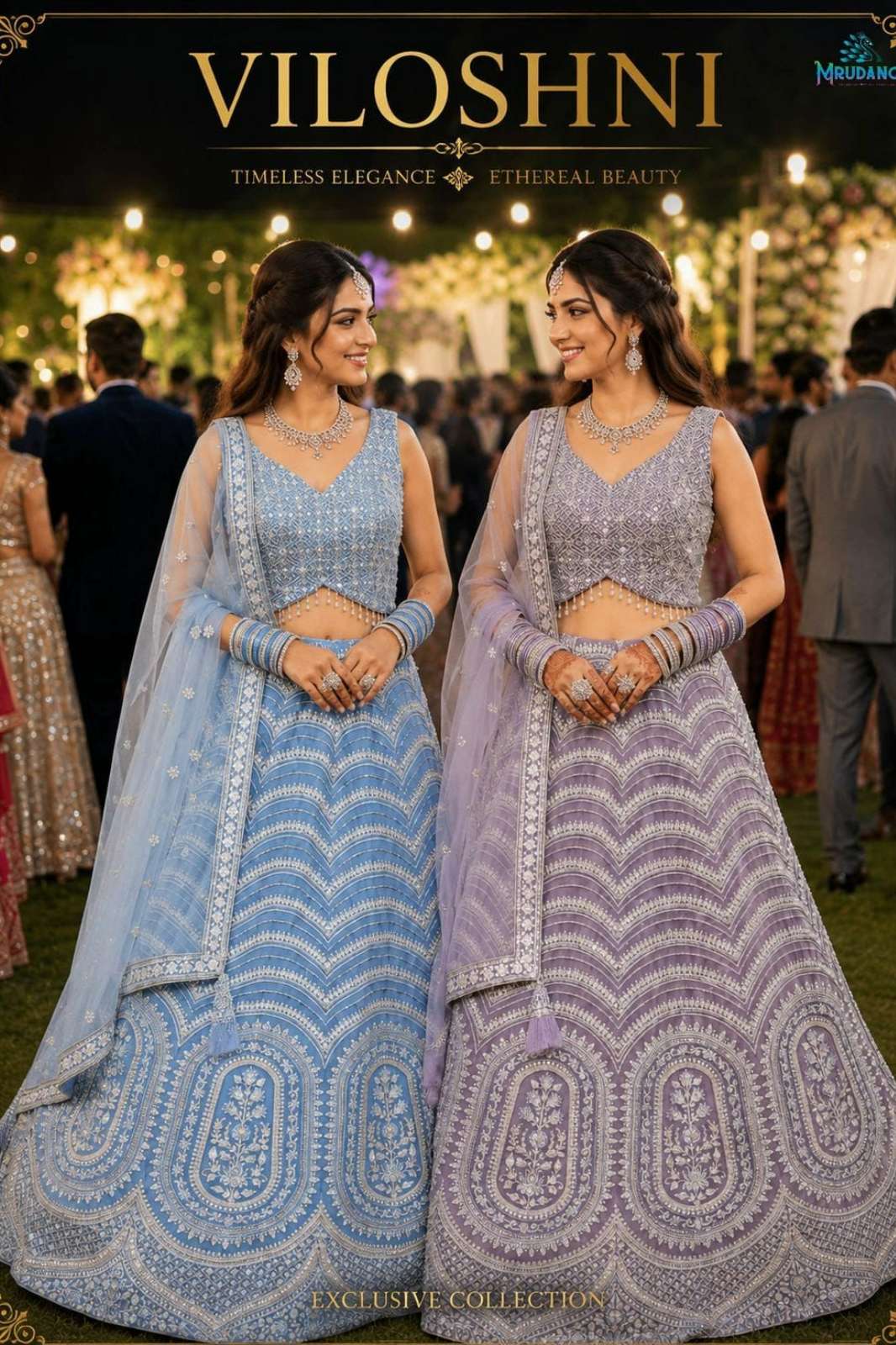 MRUDANGI PRESENT VILOSHNI  PREMIUM NET FABRIC READY TO WEAR THREAD EMBROIDERED LEHENGA