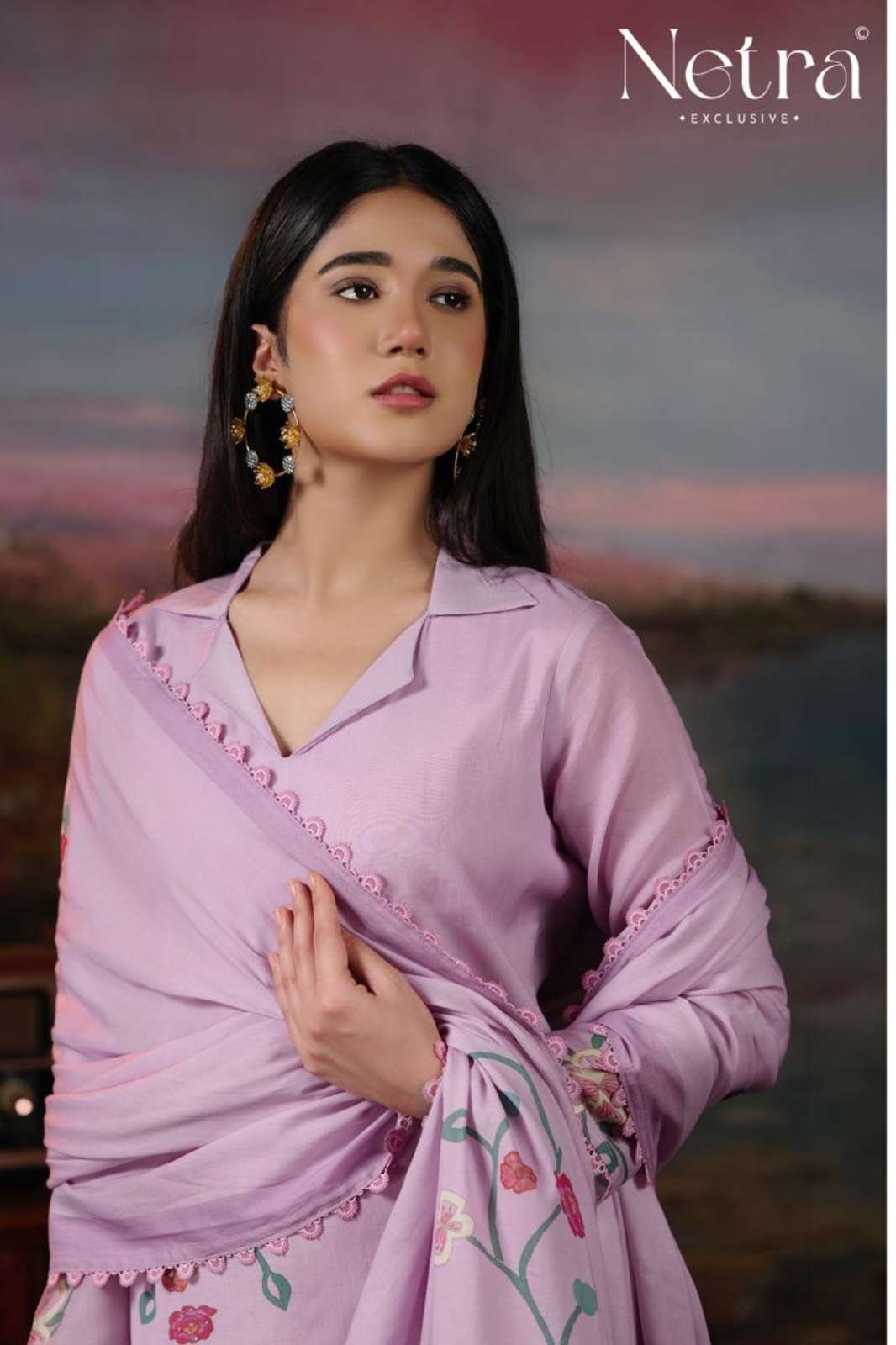 Netra MAVYA Pure Banarasi Mul Chanderi Digital Printed Designer Salwar Suit