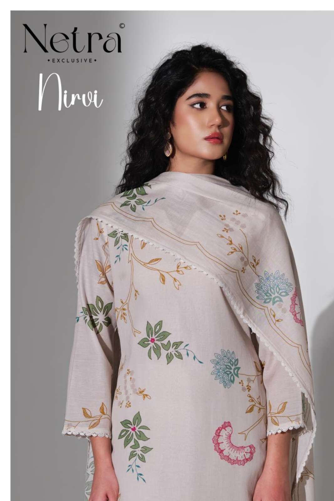 Netra NIRVI Pure Banarasi Chanderi Digital Printed with Handwork Designer Salwar Suit 