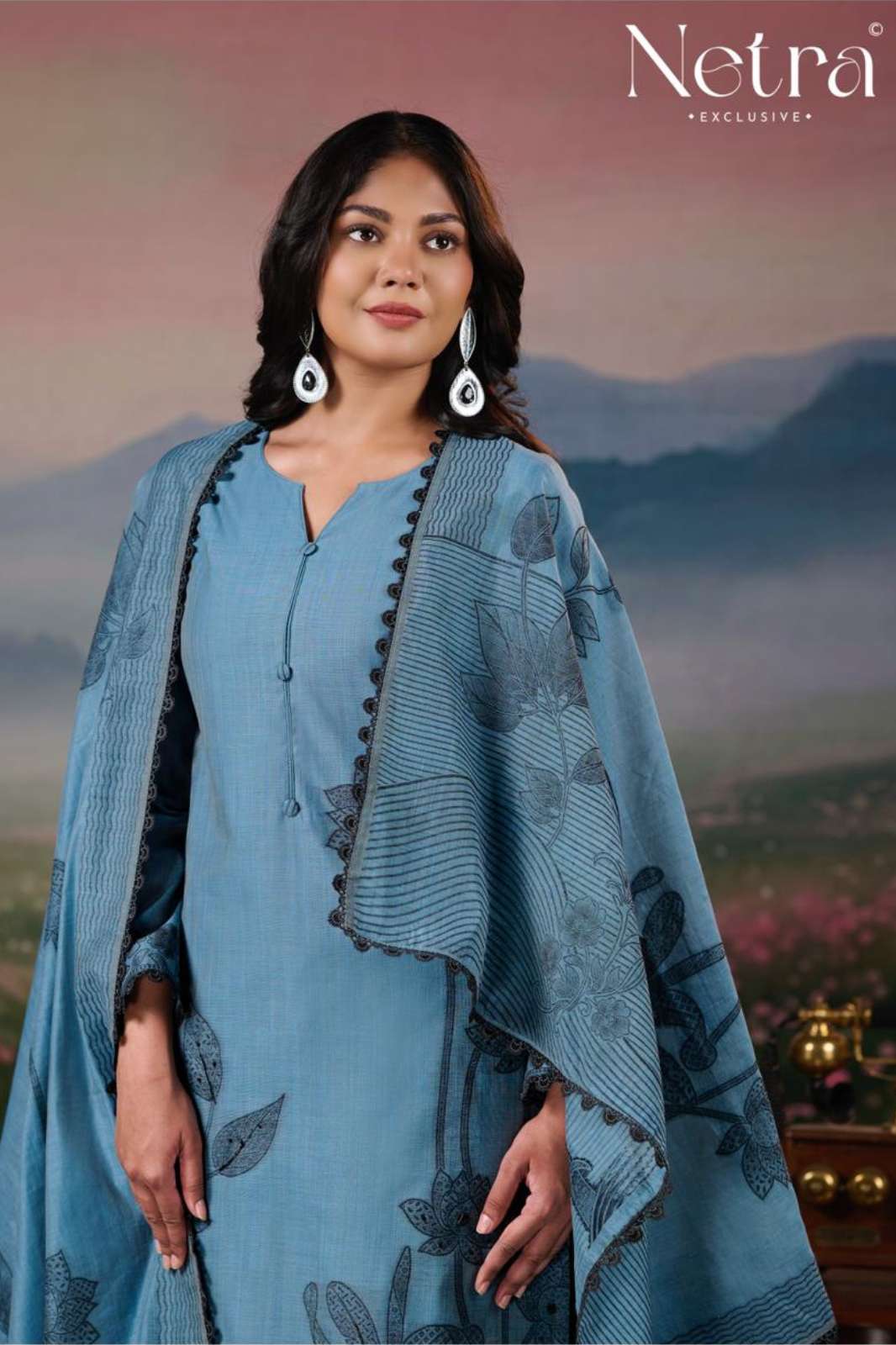Netra TEJU Pure Jamdani Weaving with Handwork Designer Salwar Suit