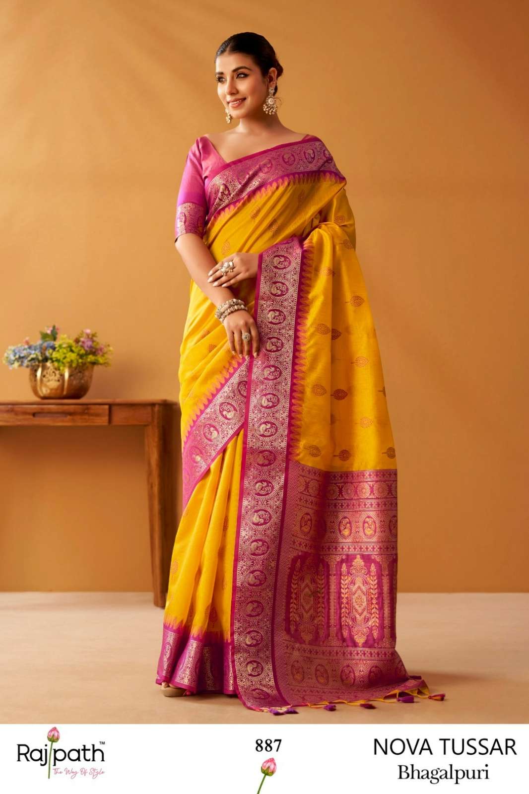 RAJPATH PRESENTS Cream Silk Modal Cotton SAREE COLLECTION