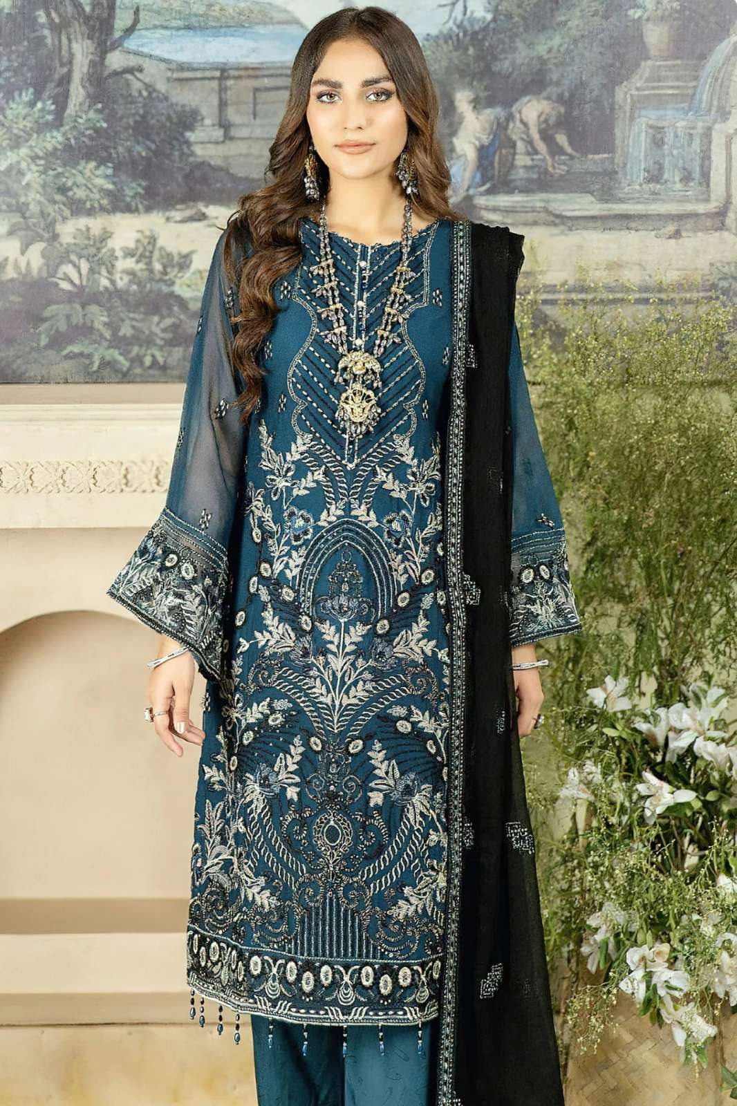 SAJIDA design 1106 GEORGETTE HEAVY EMBROIDERED PAKISTANI SUIT