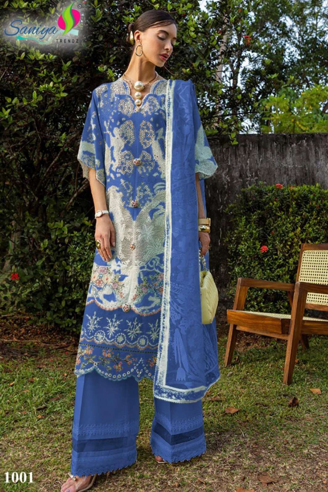 Saniya Trendz ESMEL LUXURY LAWN 1 Cotton with Chikankari Embroidered Designer Salwar Suit 