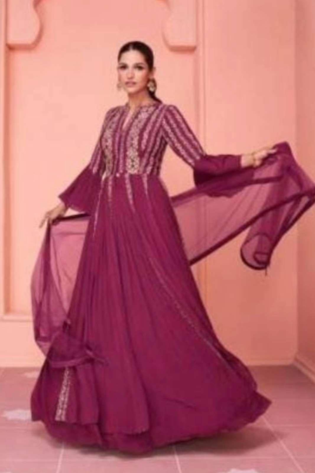 SAYURI DESIGNER PRESENT KIARAA STITCHED REAL GEROGETTE EMBROIDERED GOWN 