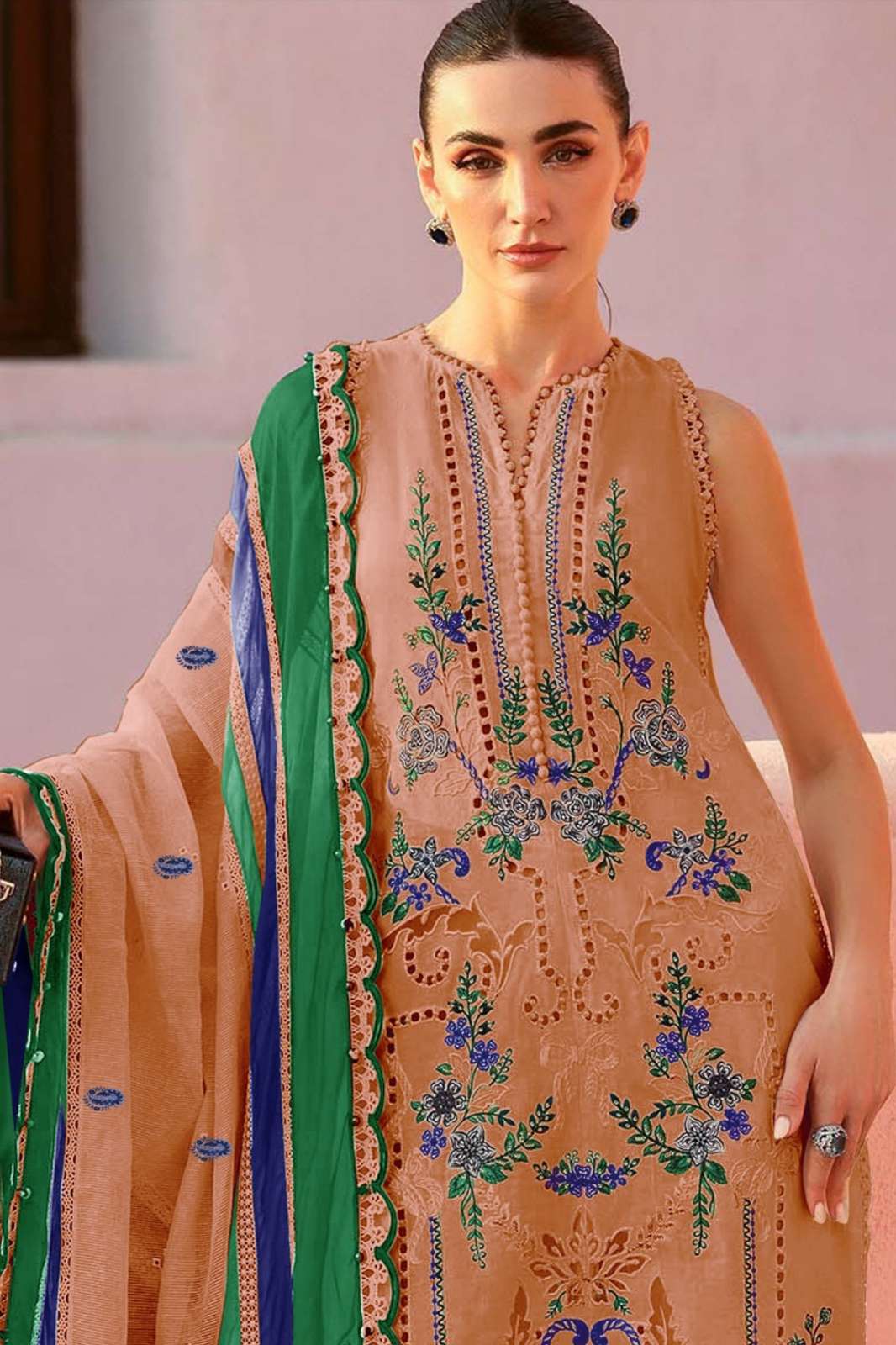 SERINE S 943 CAMBRIC LAWN COTTON HEAVY EMBROIDERY WORK DESIGNER SALWAR SUIT 