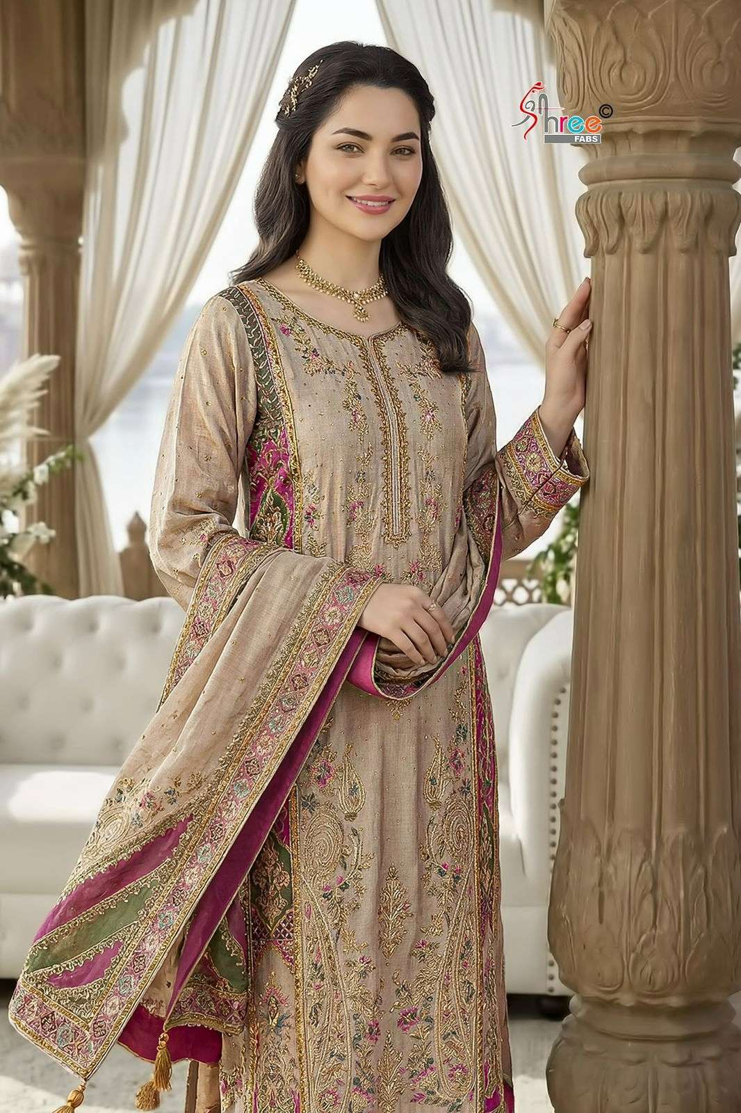 Shree Presents KT 351 Pure viscous Maslin Fabric digital print and hand worked Pakistani suit