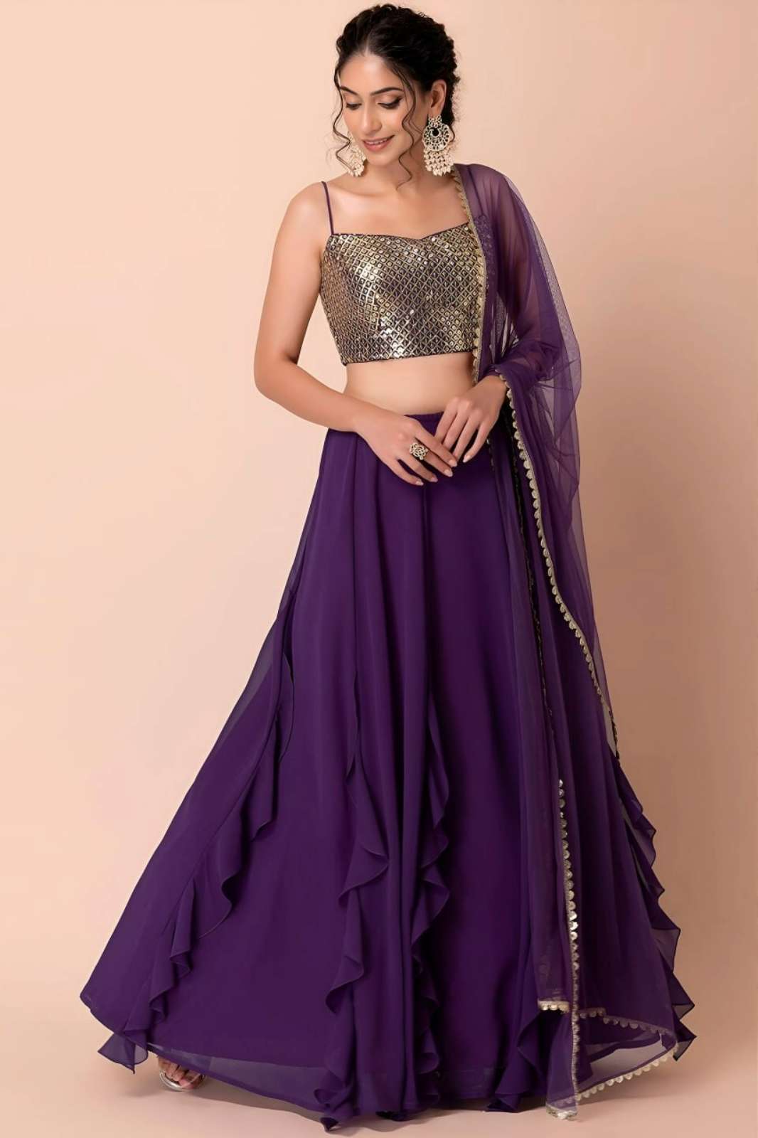 Shri Balaji Emporium 15072 Purple Presents Georgette fabric beautiful  lehenga