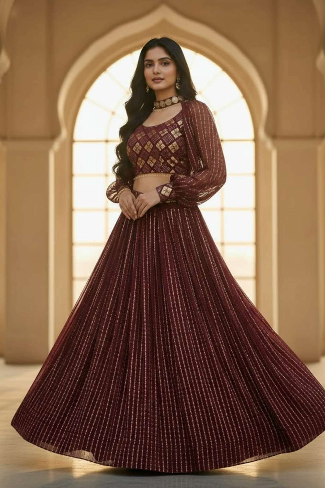 Shri Balaji Emporium 194 Premium Georgette Fabric Lehenga with Zari Sequence and Embroidery 