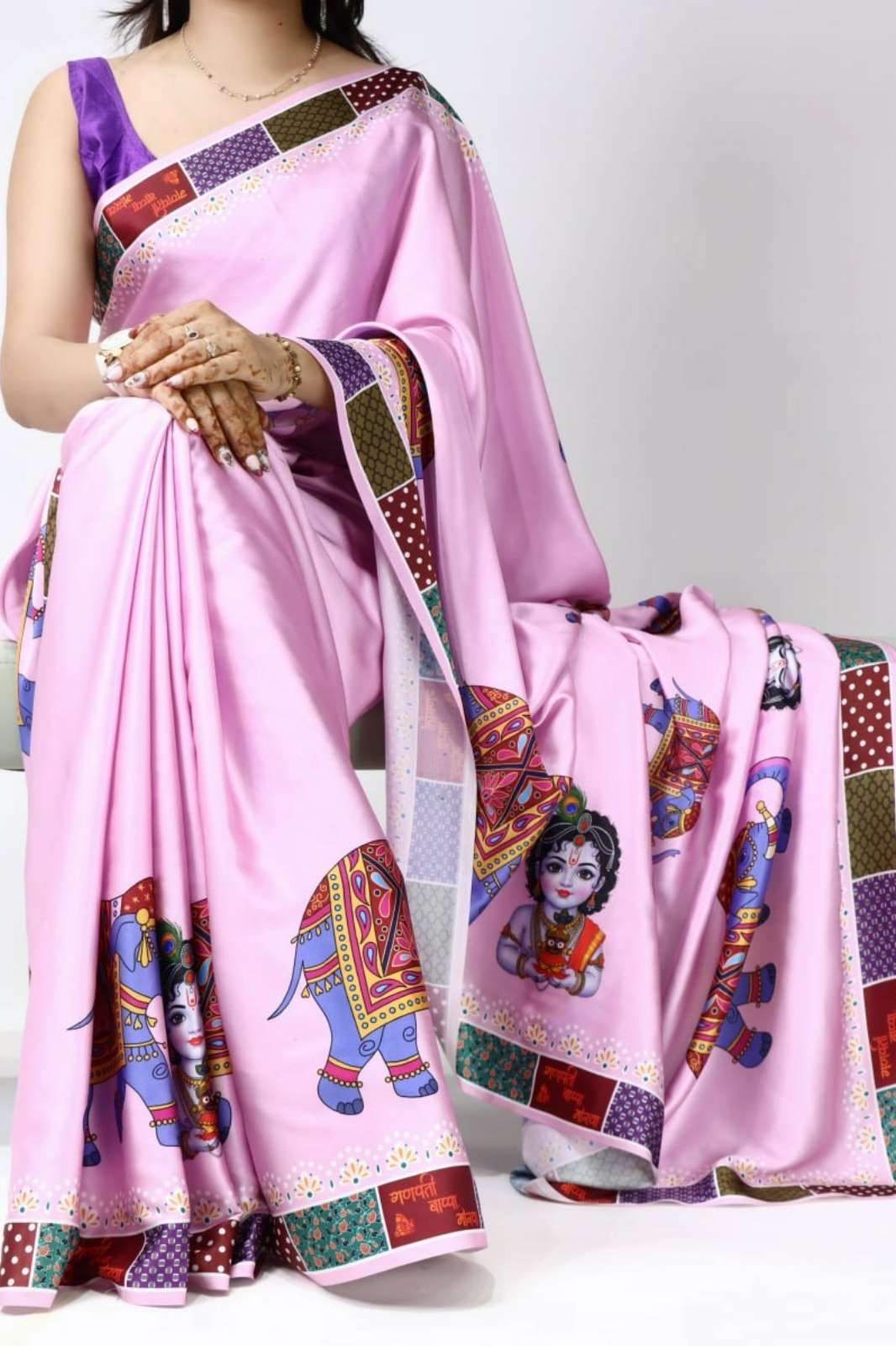 Shri Balaji Emporium 21923 Japan Satin Printed Lace Border Saree collection