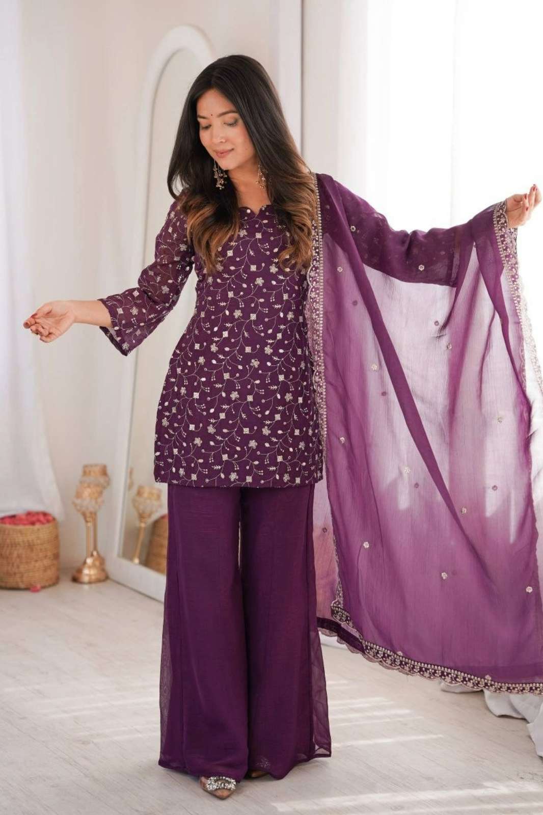 Shri Balaji Emporium 21999 CRUNCHY SILK FABRIC SUIT WITH EMBROIDERY SEQUENCE AND JARI WORK