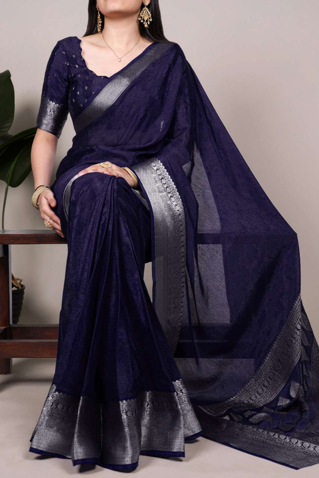 Shri Balaji Emporium 22025 Chinon fabric Self Printed  sarees collection With Zari Weaving Work 