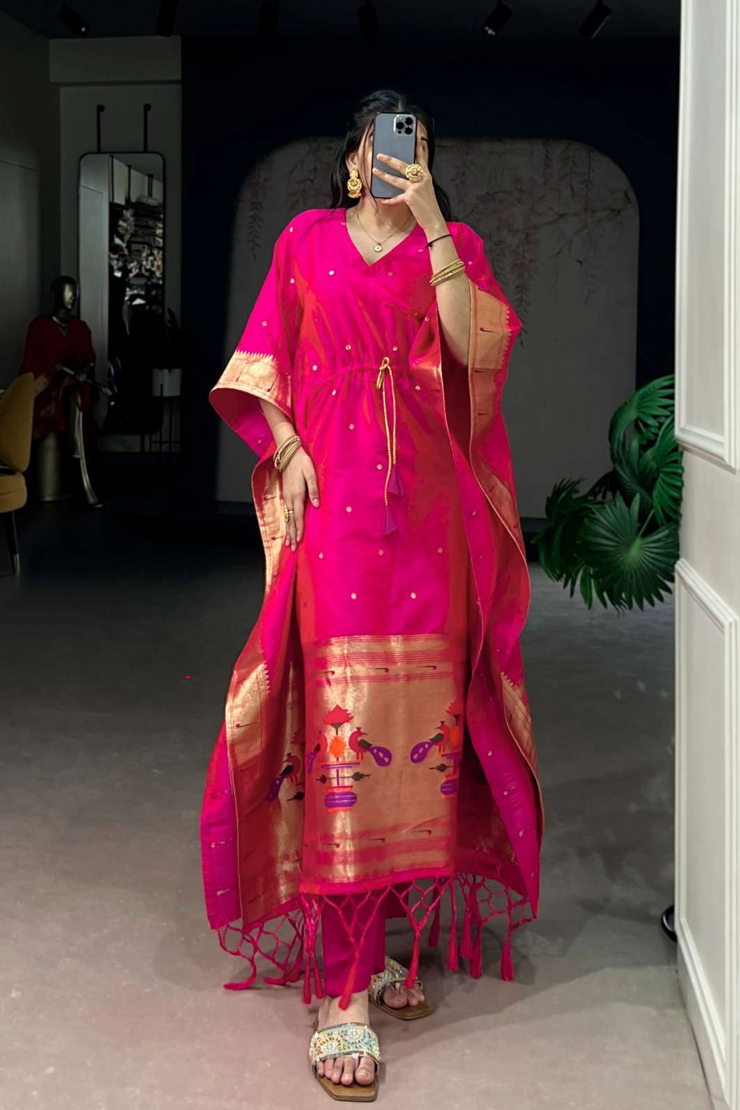Shri Balaji Emporium 22056 Jacquard fabric Zari Weaving Work kaftaan 