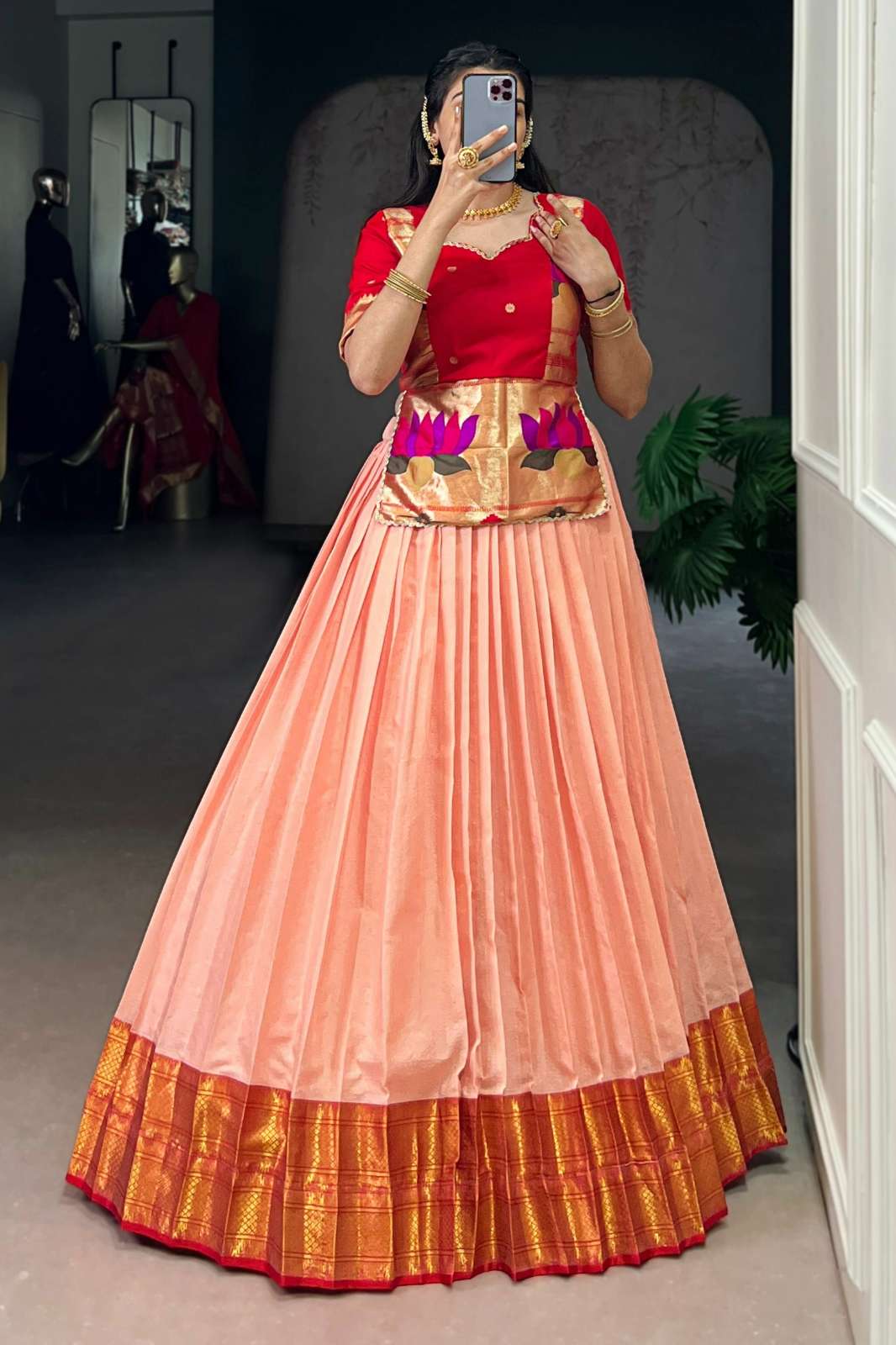 Shri Balaji Emporium 22058 Cotton Silk Zari Weaving Work festive wear Lehenga 