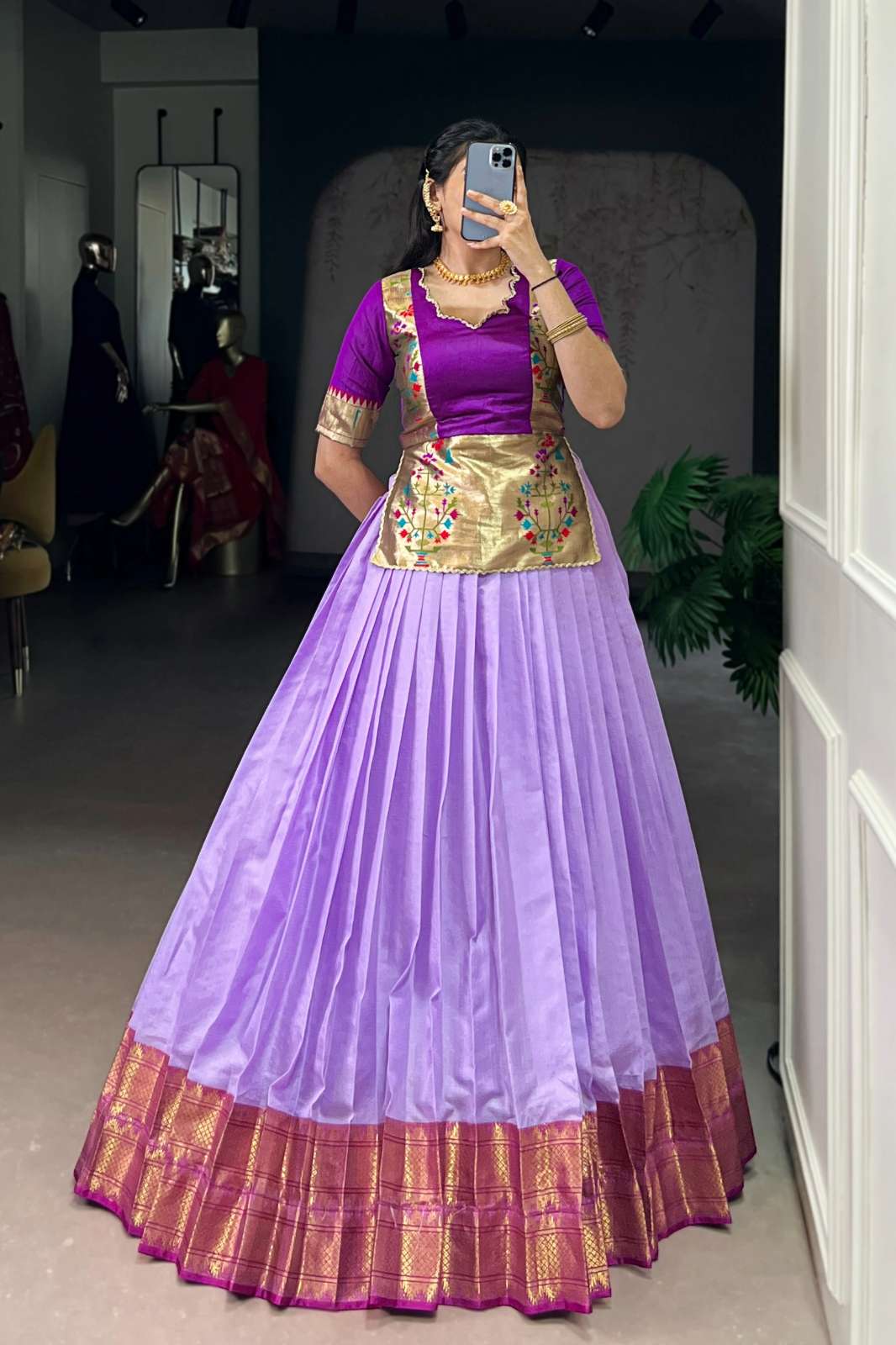Shri Balaji Emporium 22058 Presents Cotton Silk Zari Weaving Work lehenga 