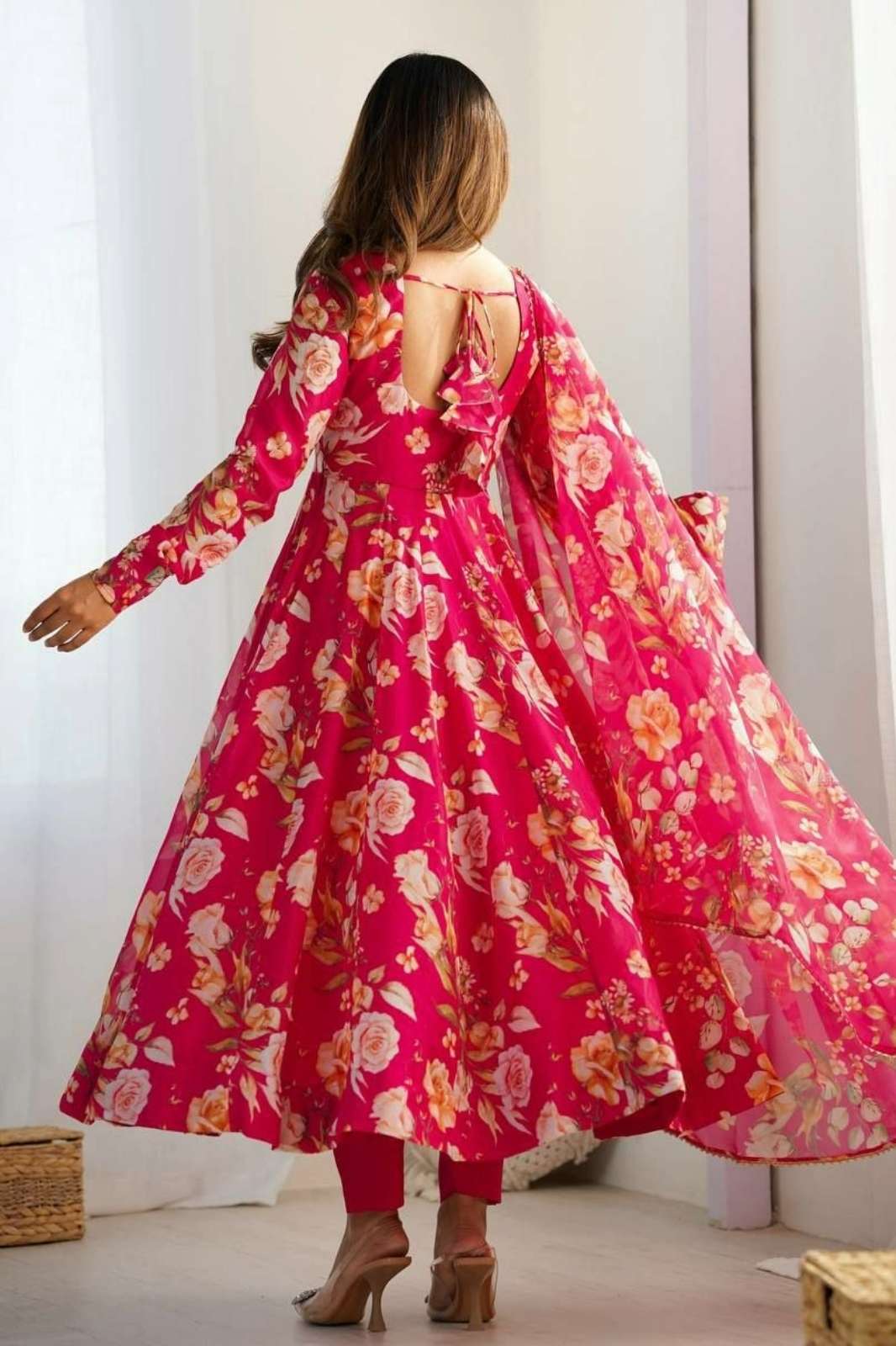 Shri Balaji Emporium 22124 PRESENTS SOFT ORGANJA SILK PRINTED ANARKALI SUIT