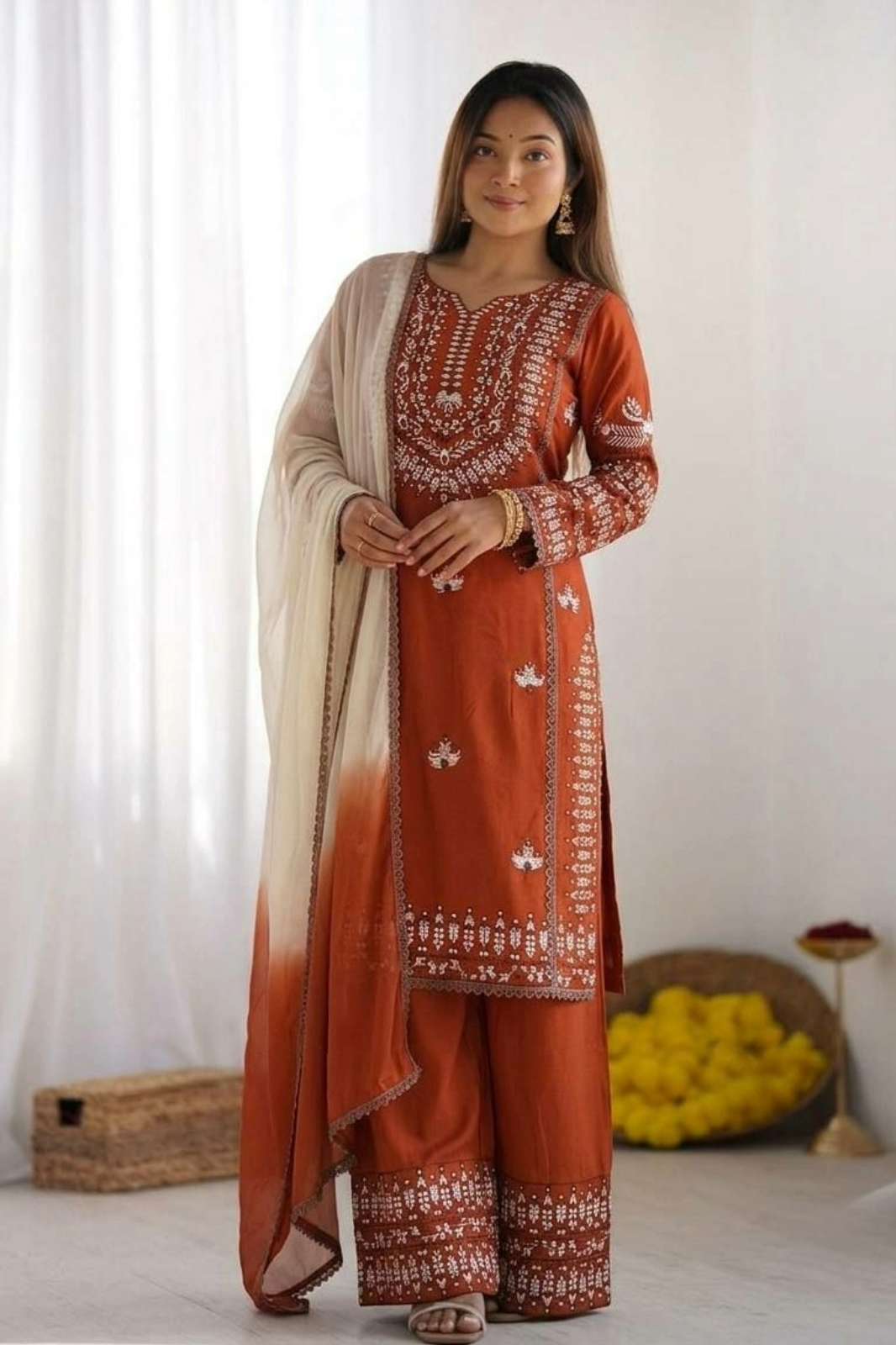 Shri Balaji Emporium 22137 RAYON COTTON SUIT WITH HEAVY THREAD EMBROIDERY WORK