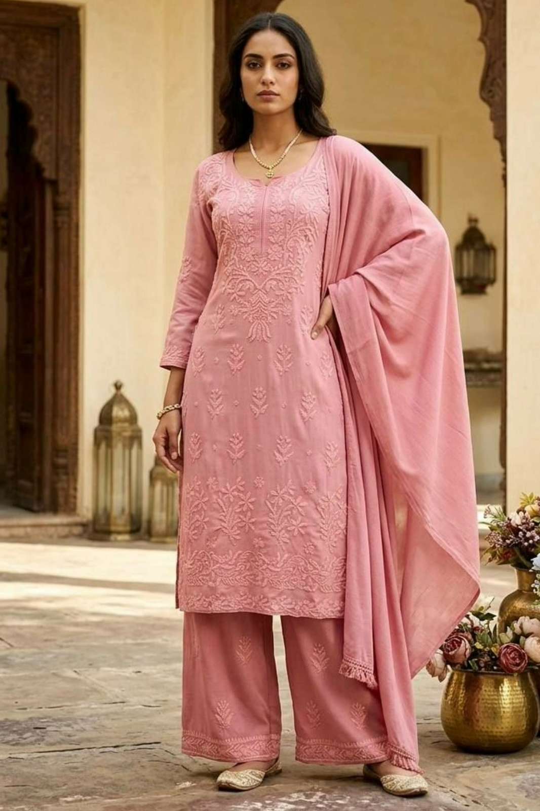 Shri Balaji Emporium 22150 RAYON FABRIC SUIT WITH  EMBROIDERY WORK