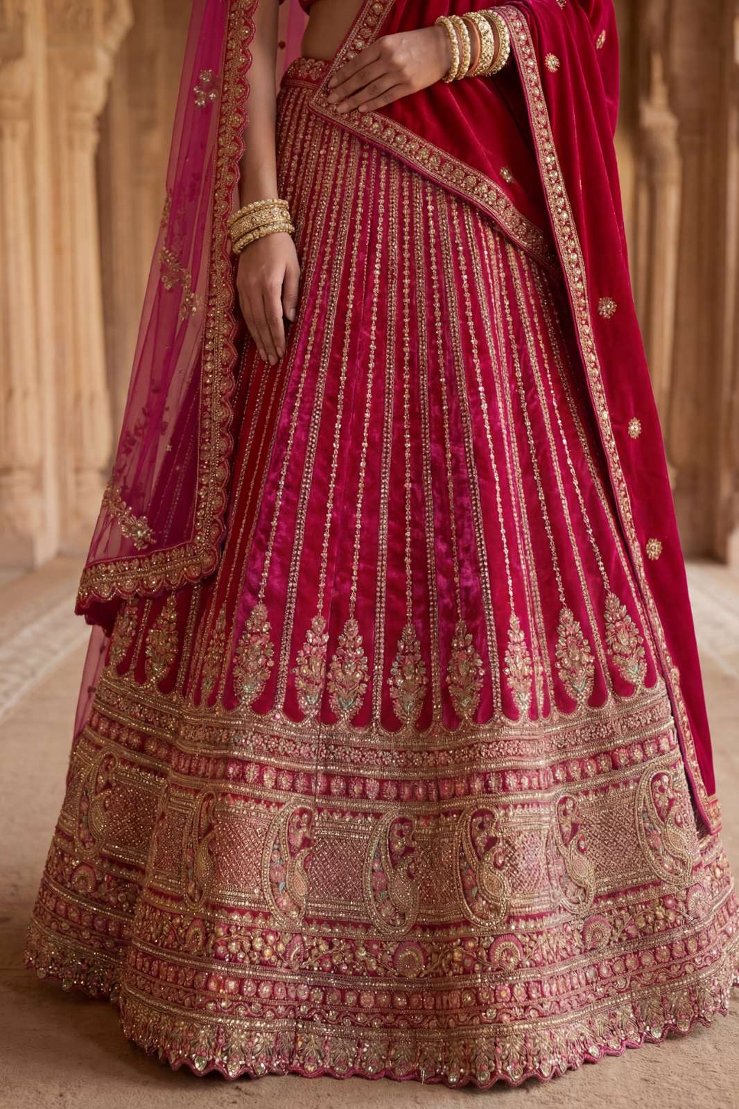 Shri Balaji Emporium 22311 SILK LEHENGA WITH VELVET AND NET DUPATTA