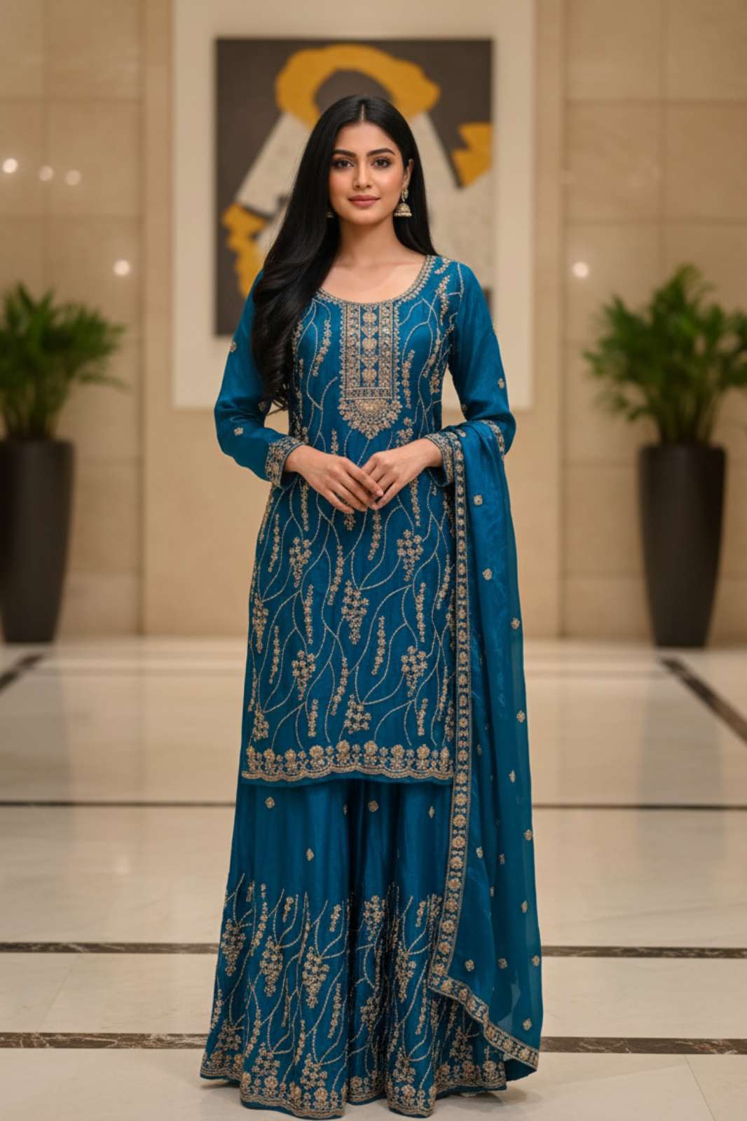 Shri Balaji Emporium 22316 READY TO WEAR Fandy Silk Suit With heavy Beadswork