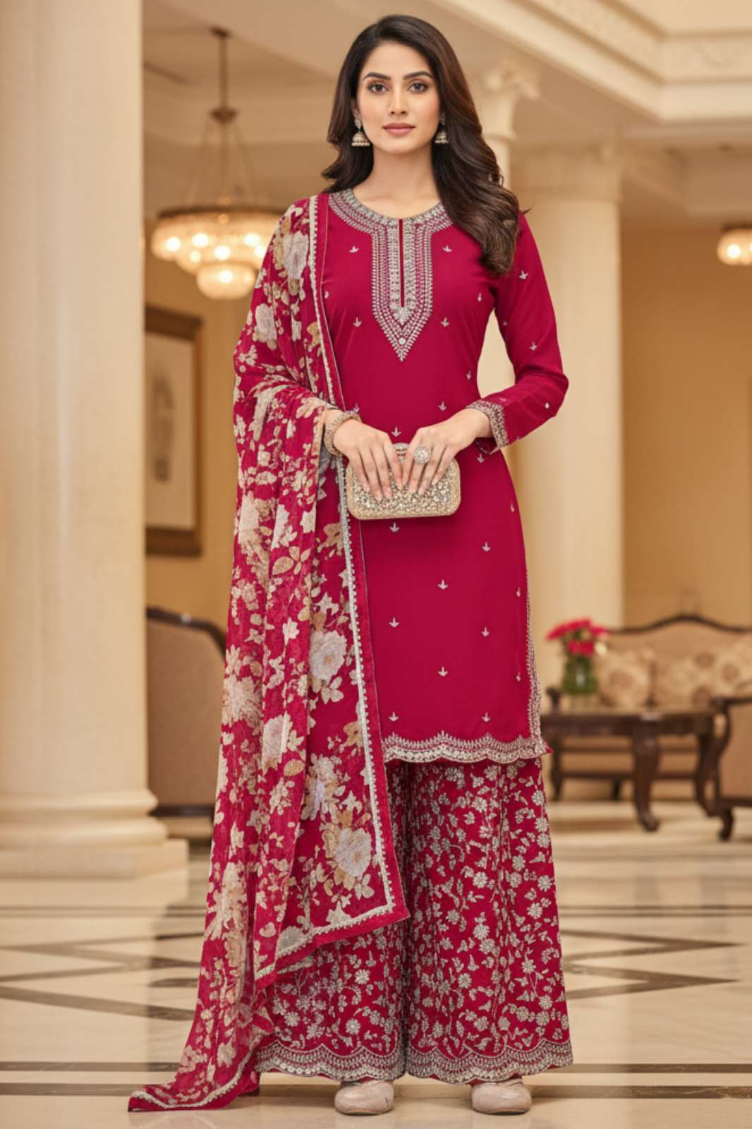 Shri Balaji Emporium 22345 SILK SUIT WITH FANCY STONE AND EMBROIDERY WORK