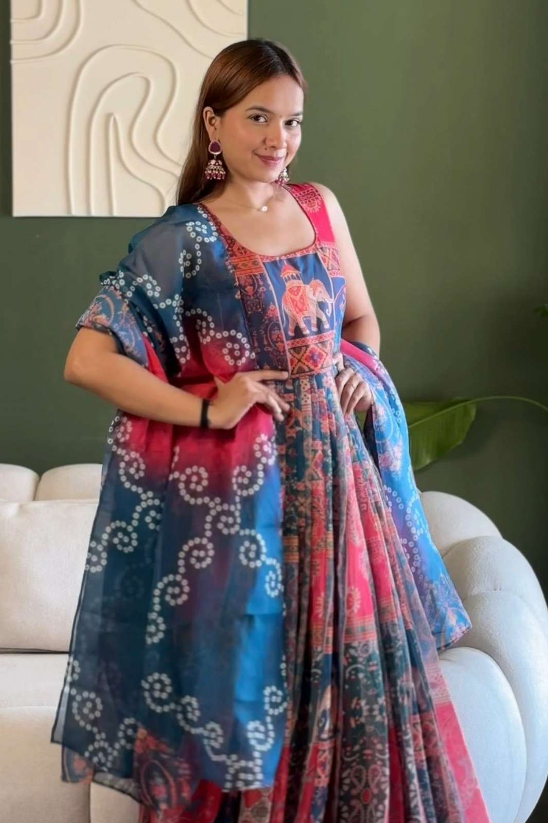 Shri Balaji Emporium 22370 Pure organza fabric Beautiful digital printed designer Gown With Dupatta