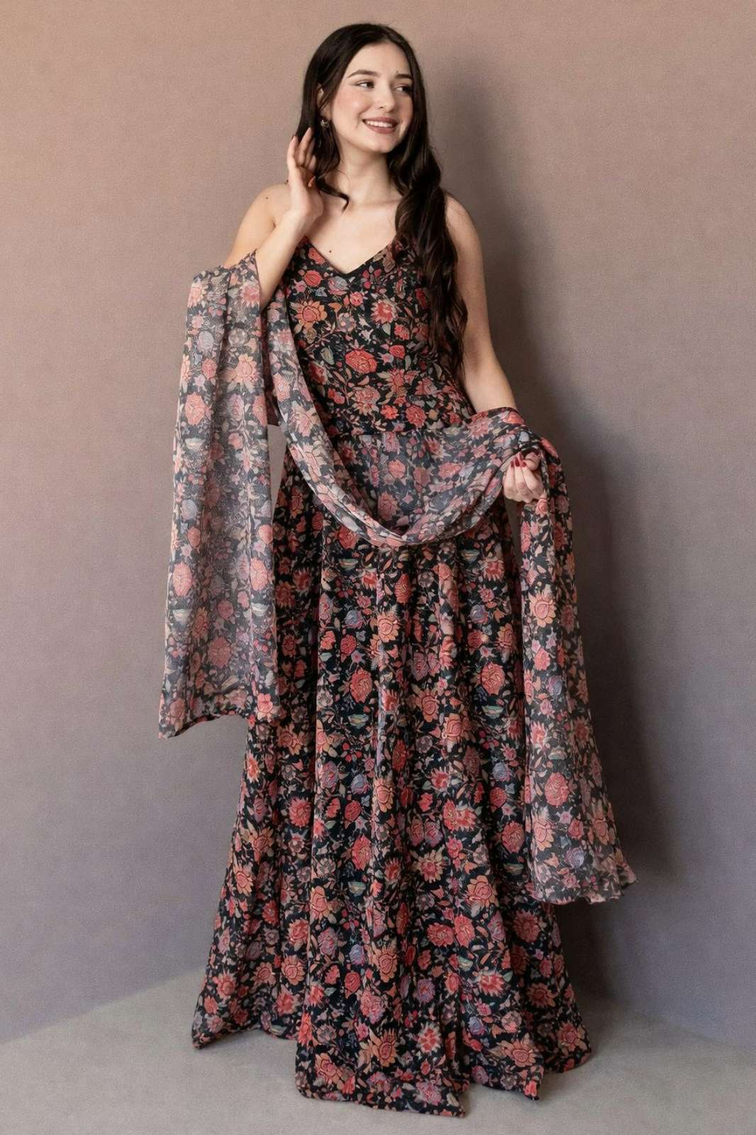 Shri Balaji Emporium 22371 Pure organza fabric Beautiful digital printed designer Gown With Dupatta