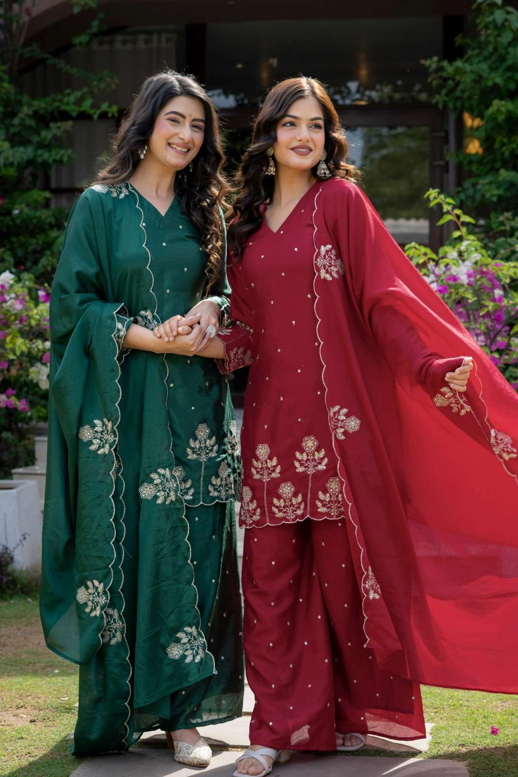 Shri Balaji Emporium 22375 Premium Chinnon Suit with Elegant Embroidered Work