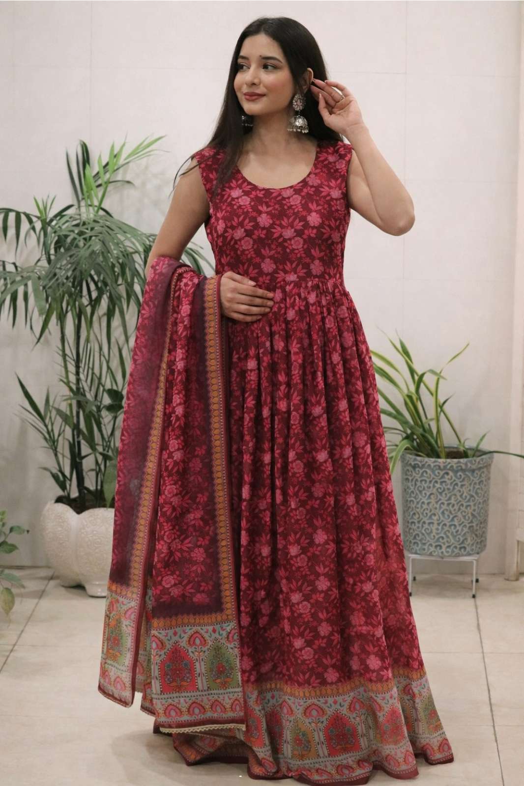 Shri Balaji Emporium 22376 Pure organza fabric Beautiful digital printed designer Gown With Dupatta