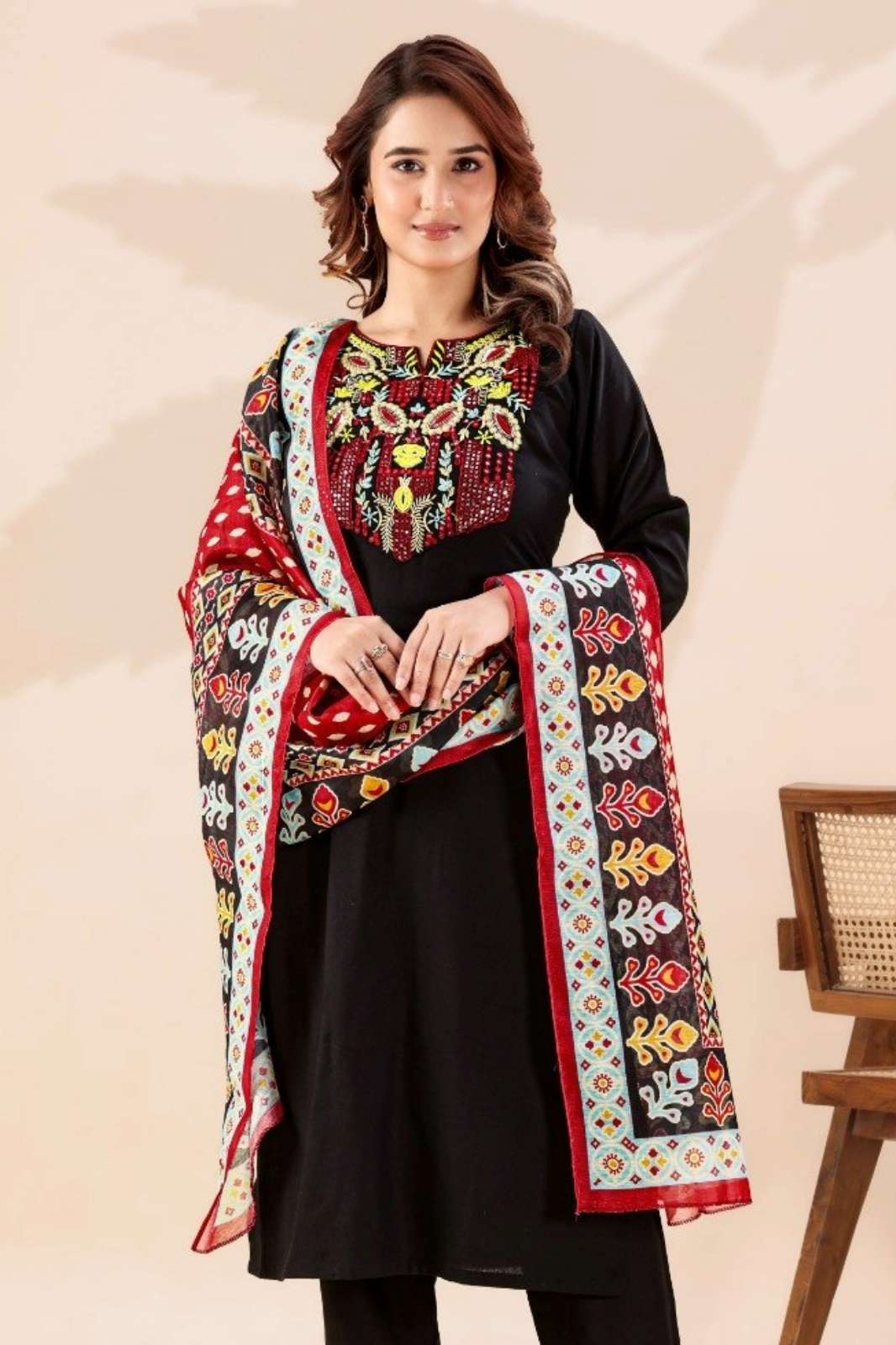Shri Balaji Emporium 22382 Heavy Rayon Cotton Suit with Heavy Thread and Sequins Embroidery Work