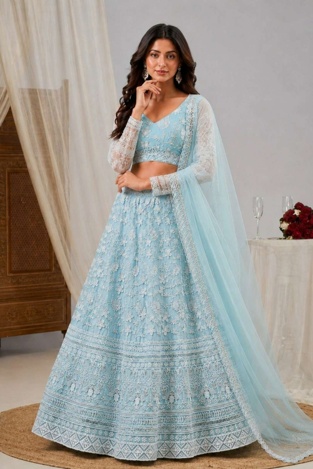 Shri Balaji Emporium 22485 Soft Net lehenga with Heavy Zari & Sequence Embroidered Work 