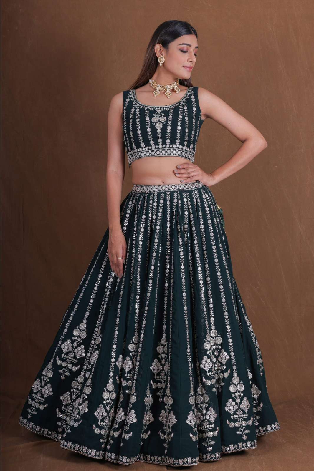 Shri Balaji Emporium 22490 Georgette Fabric lehenga with Zari and Sequence embroidery Work
