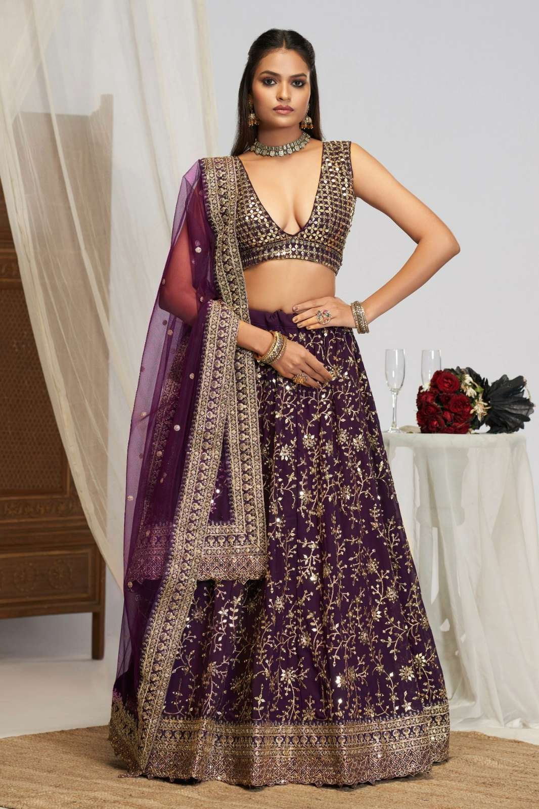 Shri Balaji Emporium 22491 Georgette Fabric lehenga with Zari and Sequence embroidery Work