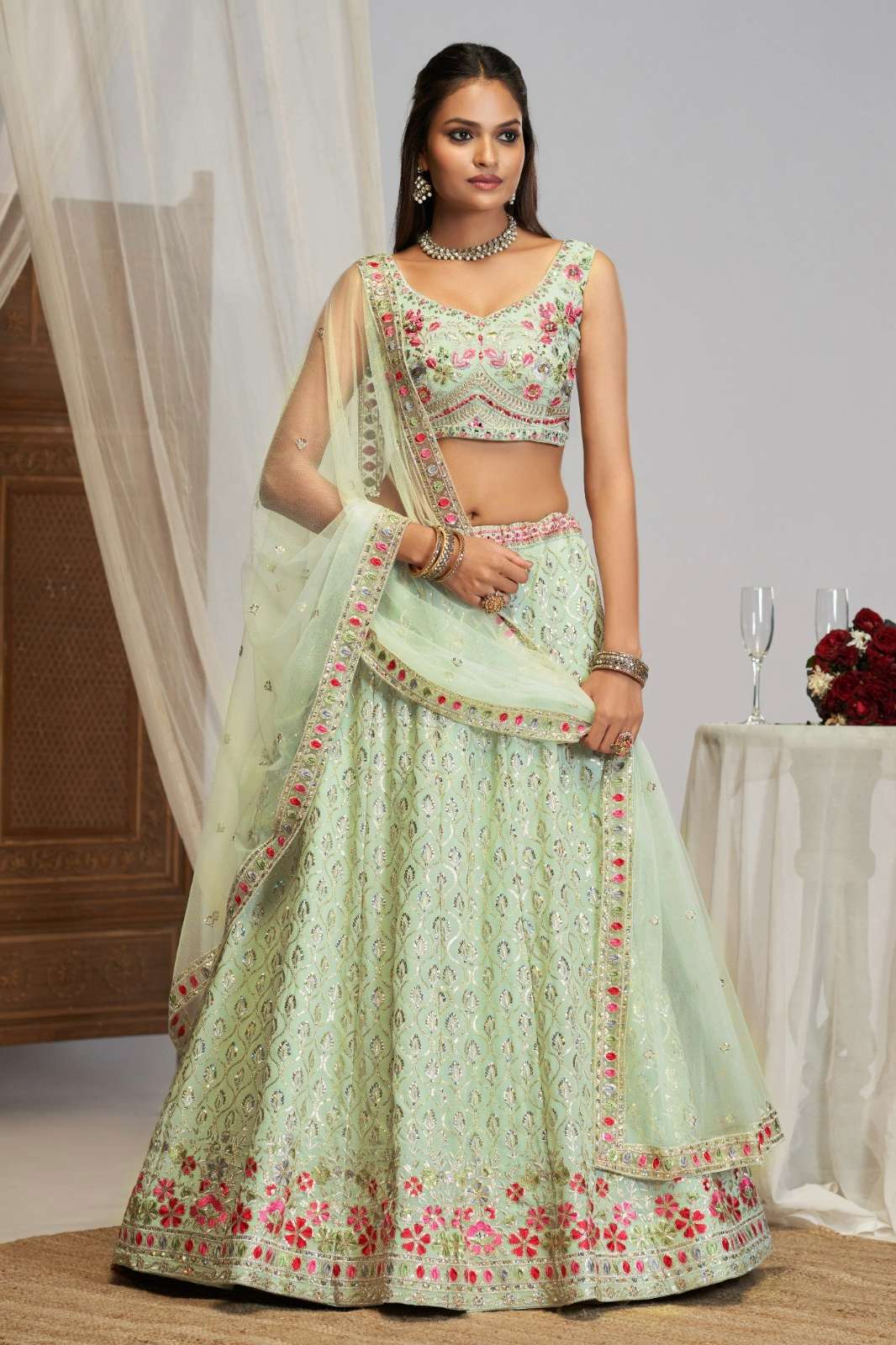 Shri Balaji Emporium 22492 Georgette Fabric lehenga with Zari and Sequence embroidery Work