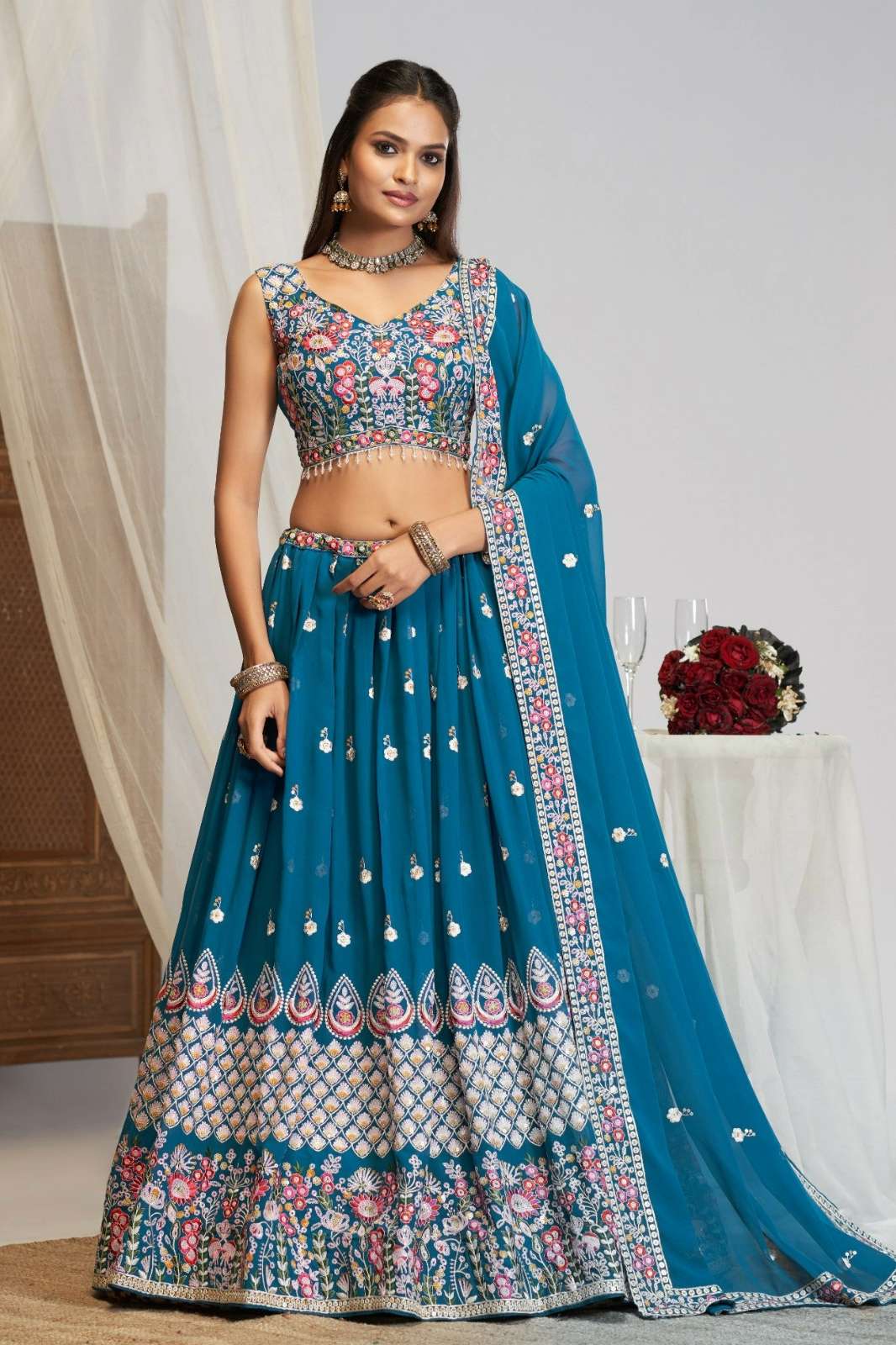 Shri Balaji Emporium 22493 Faux Georgette Fabric lehenga with Zari and Sequence embroidery Work