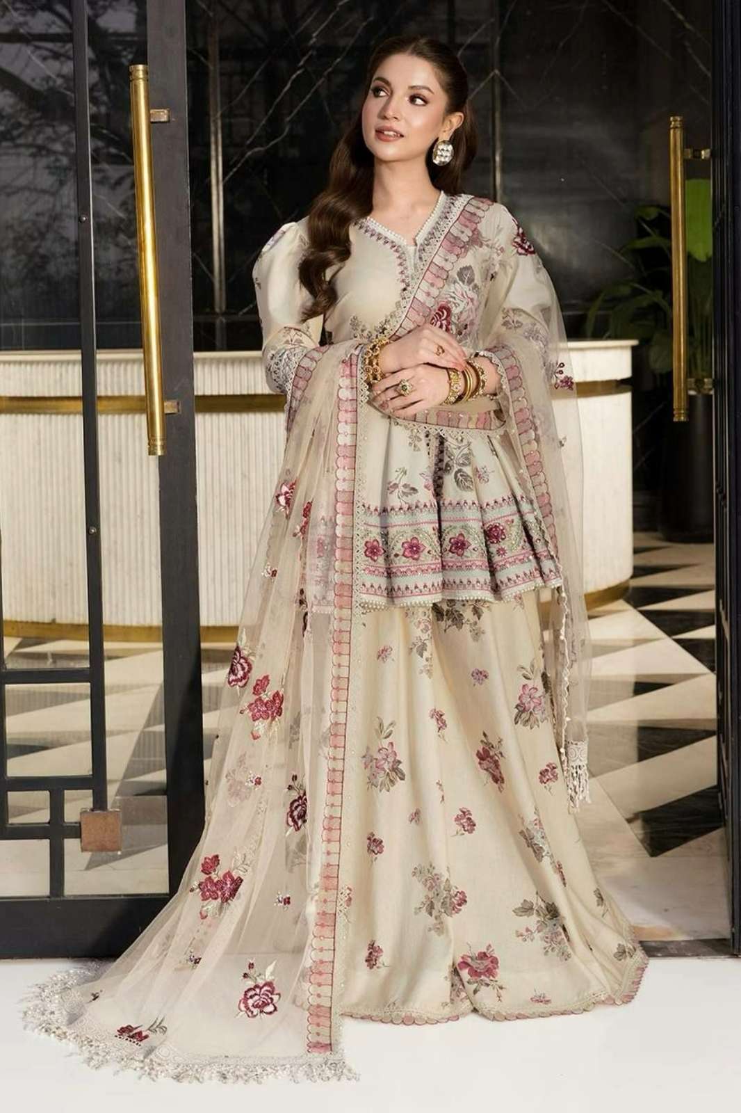 Shri Balaji Emporium 22503 Heavy Natural Crep Silk Ready to wear Suit with Multi Embroidered Work