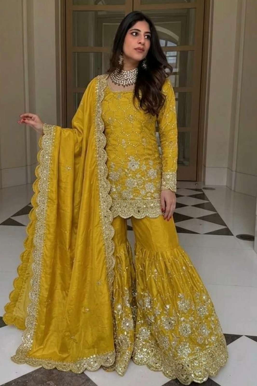 Shri Balaji Emporium 22516 Heavy GMY SILK Heavy Embroidery Sequence Work with Real Mirror Suit  