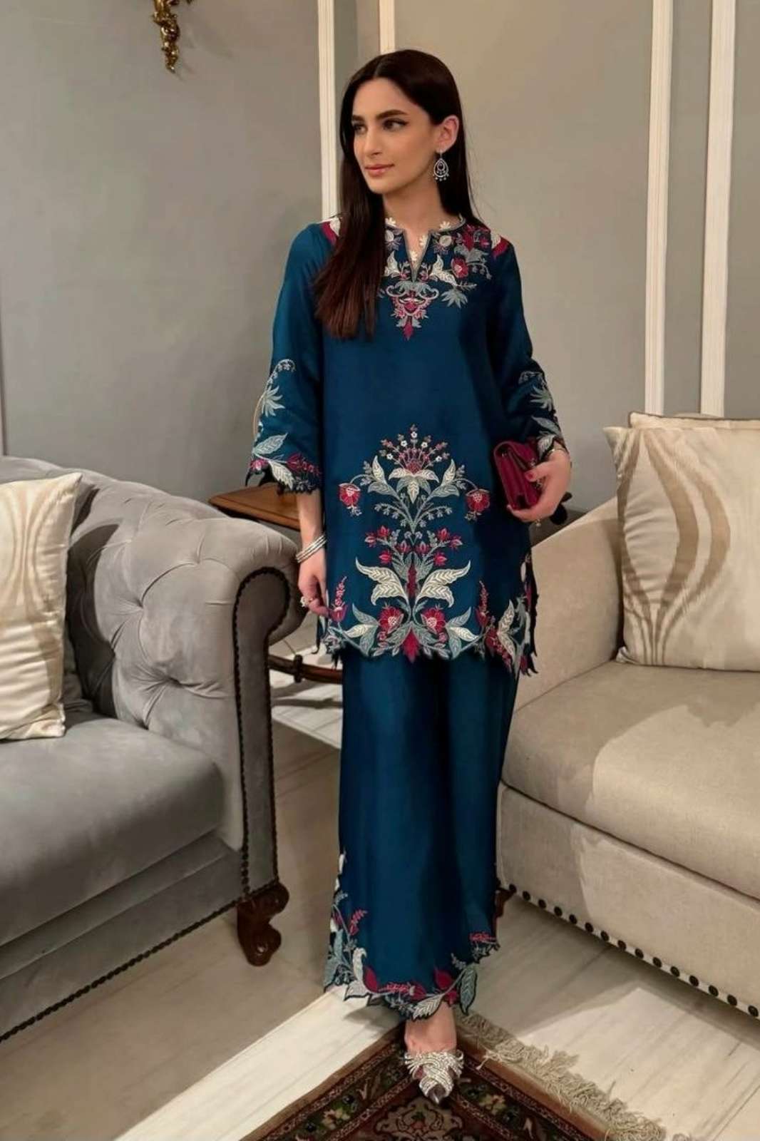 Shri Balaji Emporium 22519 FRENCH CRAPE EMBROIDERY AND CUT WORK SUIT 