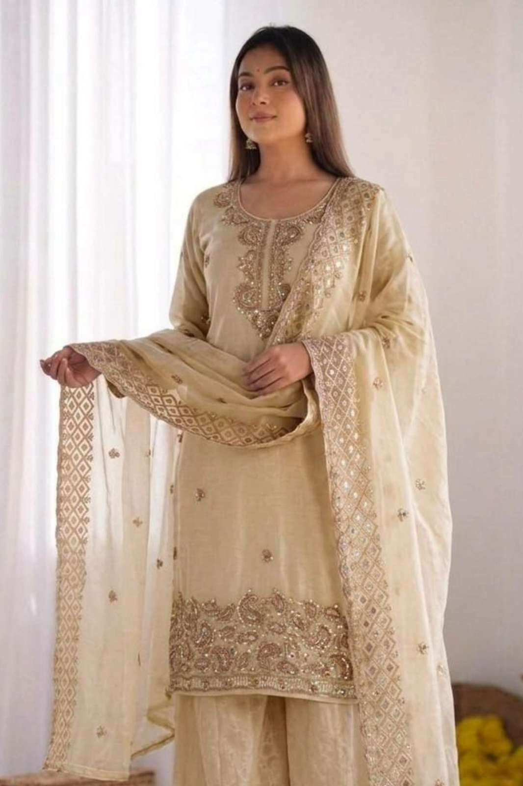 Shri Balaji Emporium 22522 Gimmy Choo Silk Suit With Embroidery Beads Work