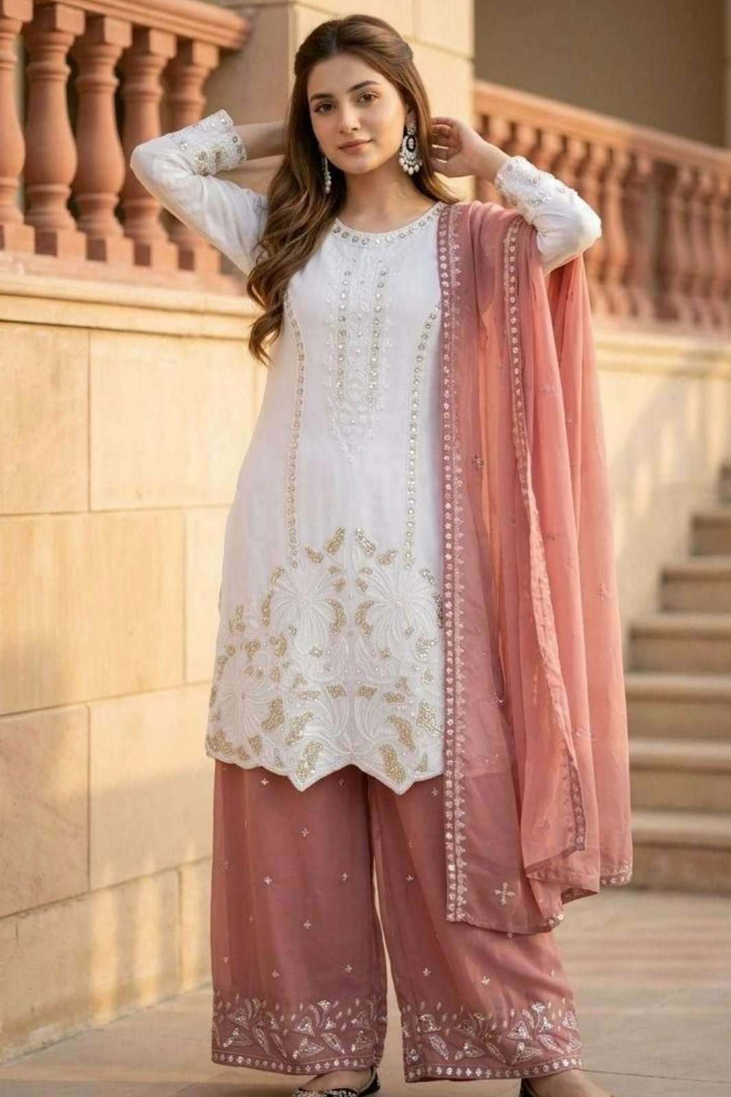 Shri Balaji Emporium 22525  HEAVY FUAX GEORGETTE SUIT WITH HEAVY EMBROIDERY SEQUENCES AND PERAL MOTI WORK
