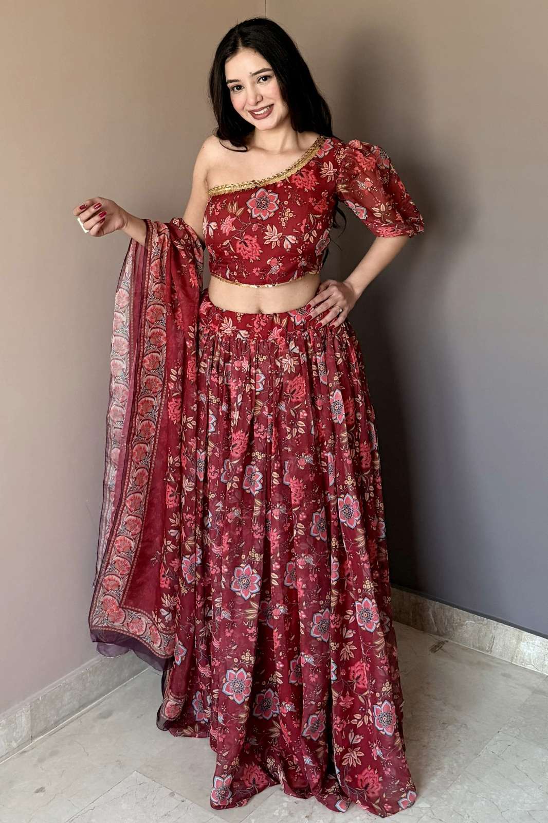 SHRI BALAJI EMPORIUM 22594 FANCY FABRIC ALL OVER PRINTED LEHENGA
