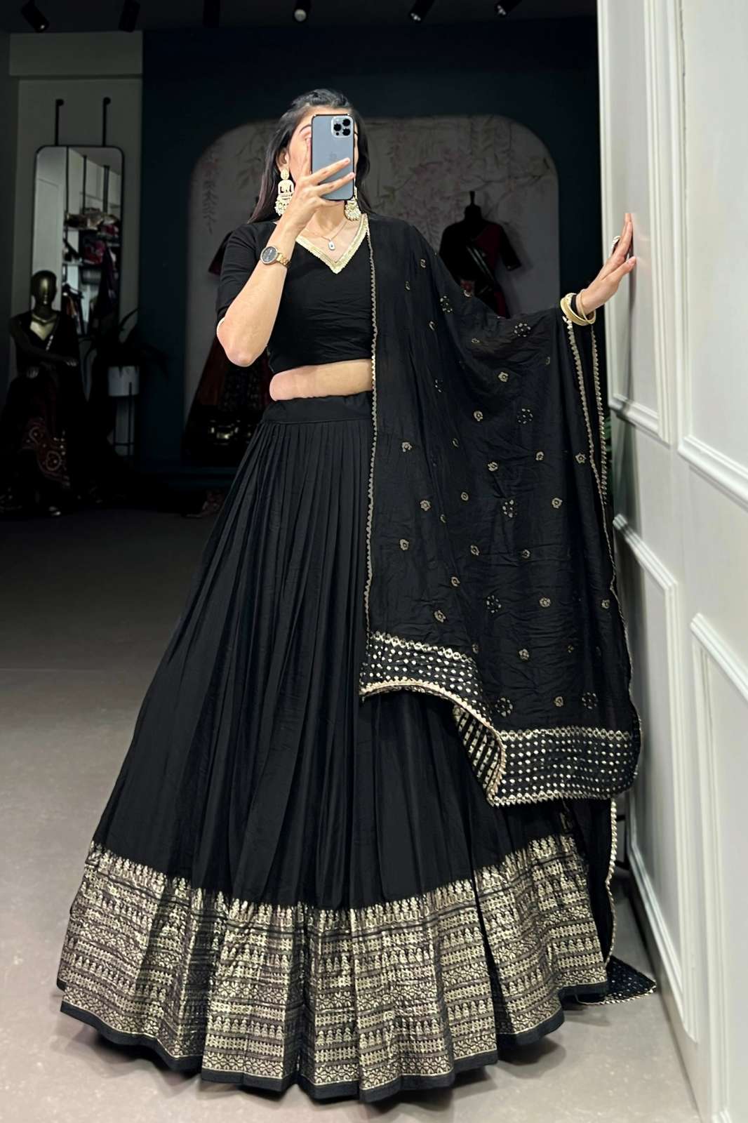 SHRI BALAJI EMPORIUM 22600 CHANDERI SILK FABRIC LEHENGA WITH ZARI WEAVING WORK