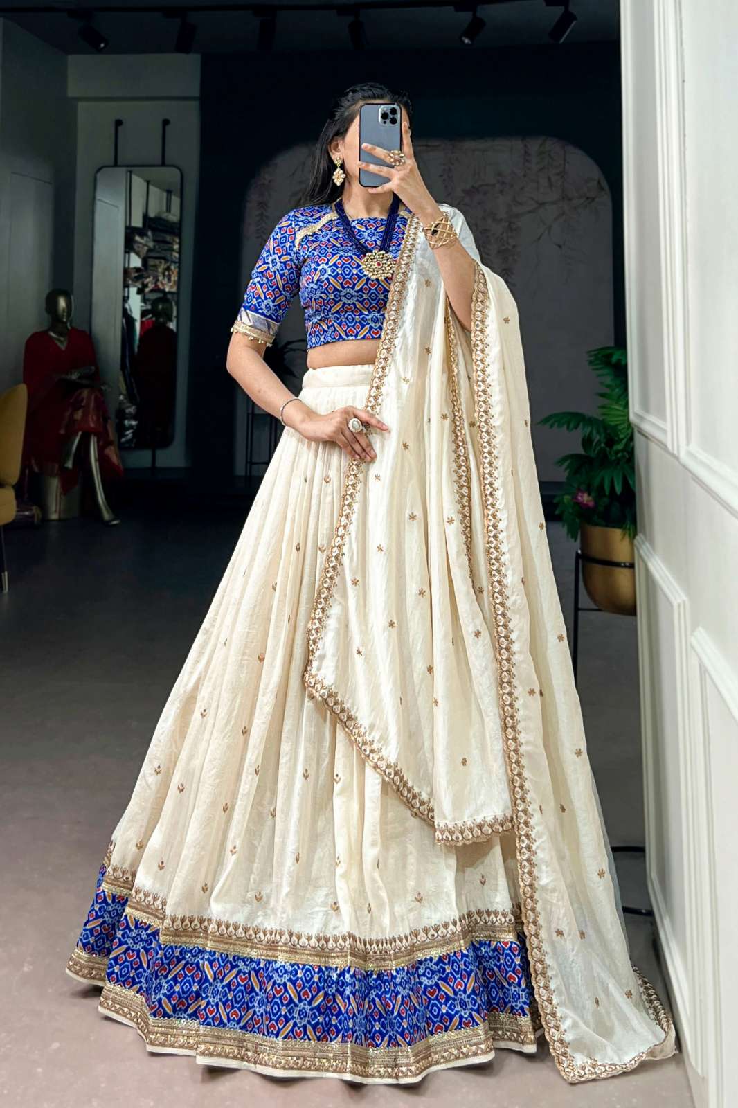 SHRI BALAJI EMPORIUM 22603 VICHITRA SILK FABRIC SEQUENCE AND THREAD EMBROIDERY LEHENGA