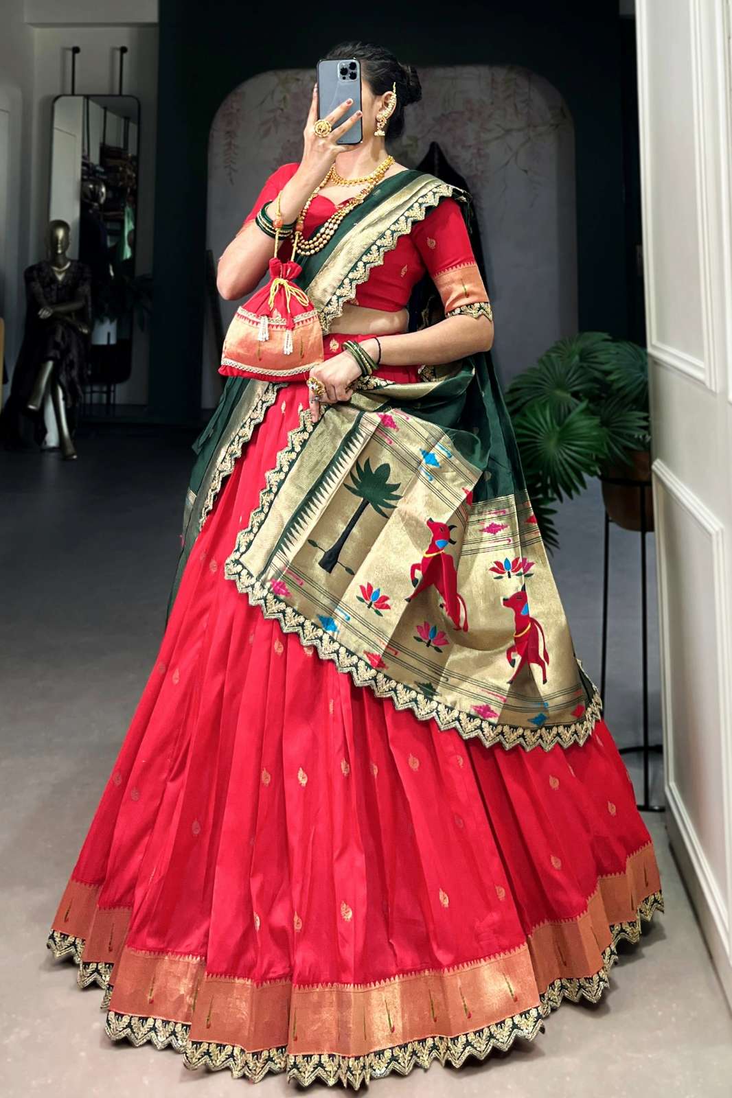 SHRI BALAJI EMPORIUM 22607 Jacquard Silk fabric Lehenga with Zari Weaving Sequins and Thread Embroidery 