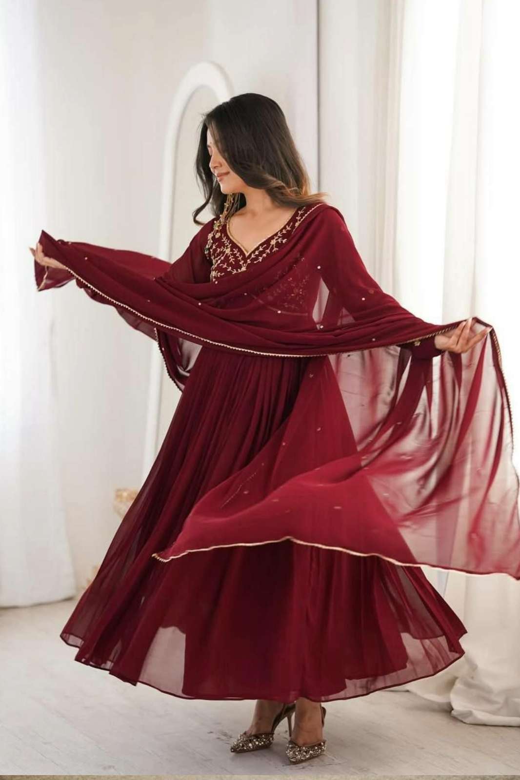Shri Balaji Emporium 25698 Heavy Faux Georgette Fabric Designer Gown Anarkali Suit
