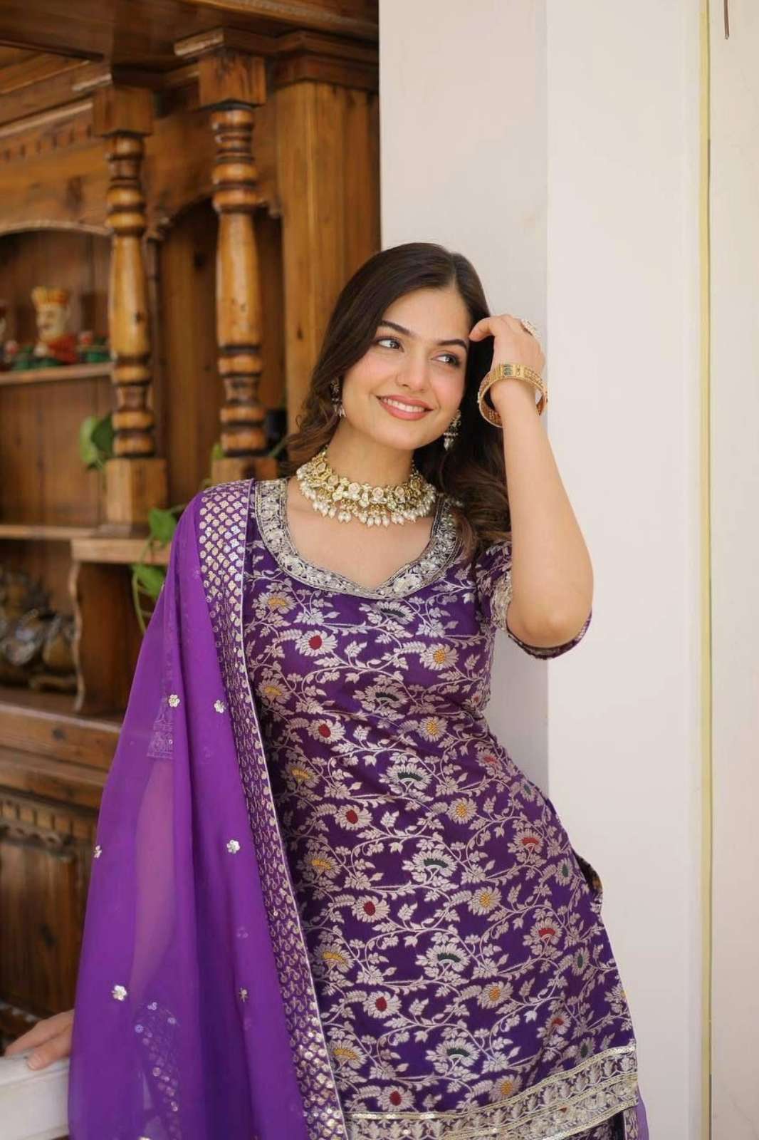 Shri Balaji Emporium 9182 Viscose Jacquerd Sequins & zari Embroidered work Ready to wear suit 