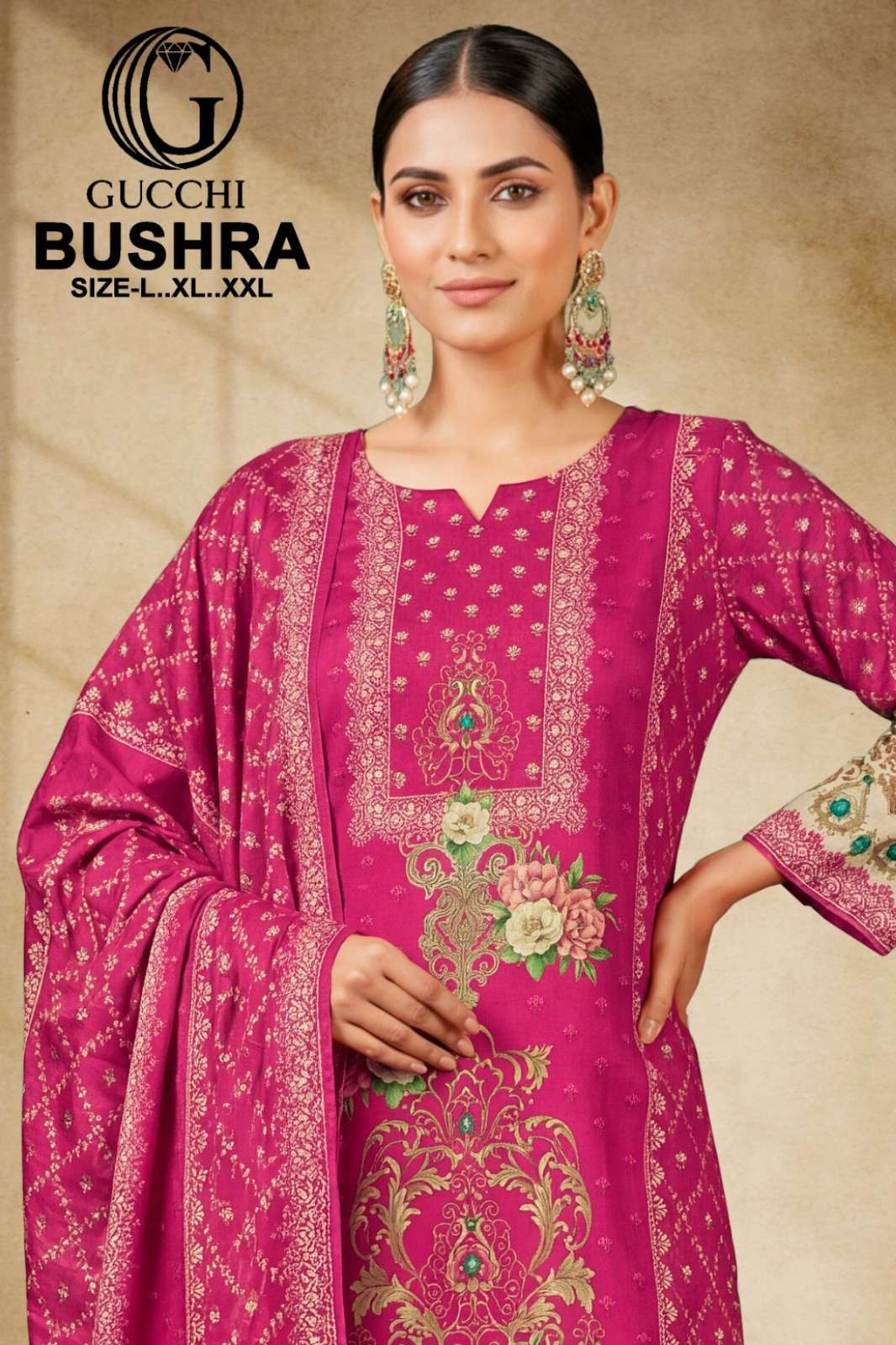 Shri Balaji Emporium BUSHRA 1043 1050 Pure Muslin Printed with Handwork Designer Salwar Suit 